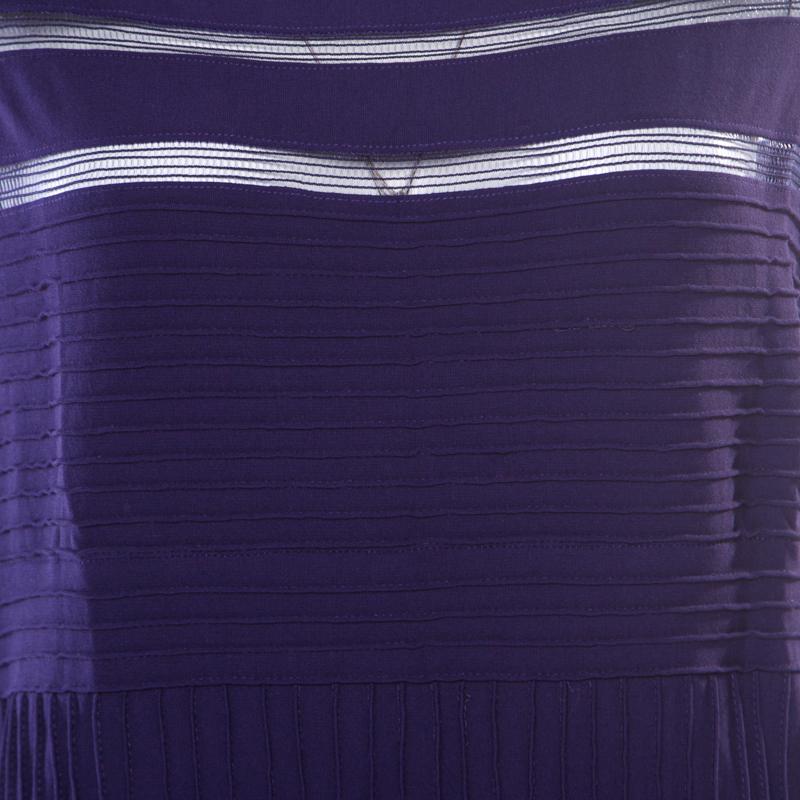Women's Tadashi Shoji Purple Sheer Panel Insert Sleeveless Gown L