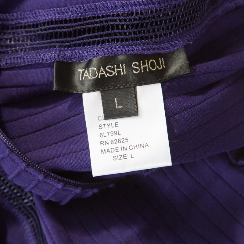 Tadashi Shoji Purple Sheer Panel Insert Sleeveless Gown L 1