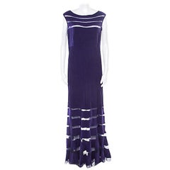 Used Tadashi Shoji Purple Sheer Panel Insert Sleeveless Gown L