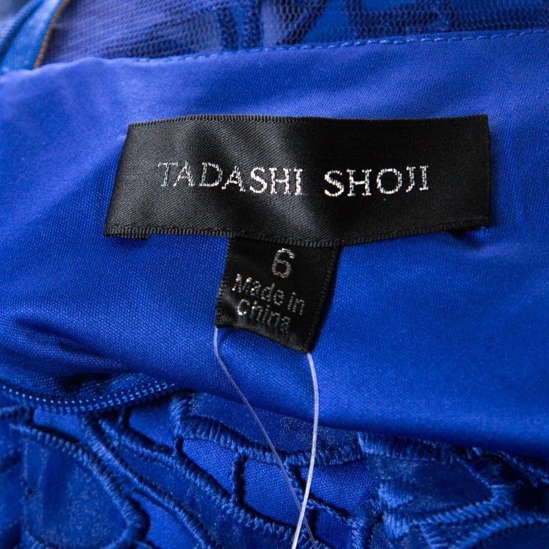 Tadashi Shoji Royal Blue Lace Cap Sleeve Milien Evening Dress M 1