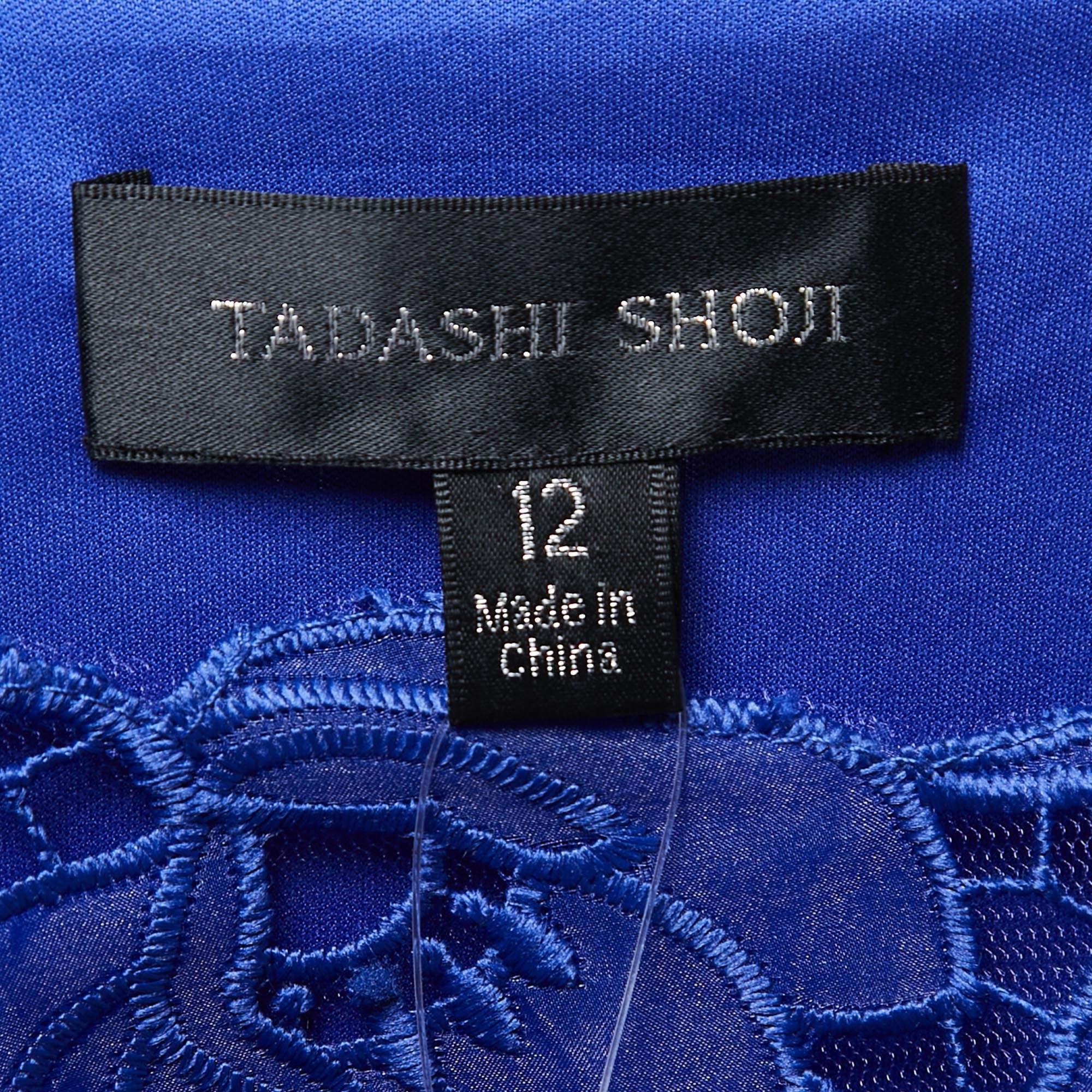 Women's Tadashi Shoji Royal Blue Lace Cap Sleeve Milien Evening Gown L