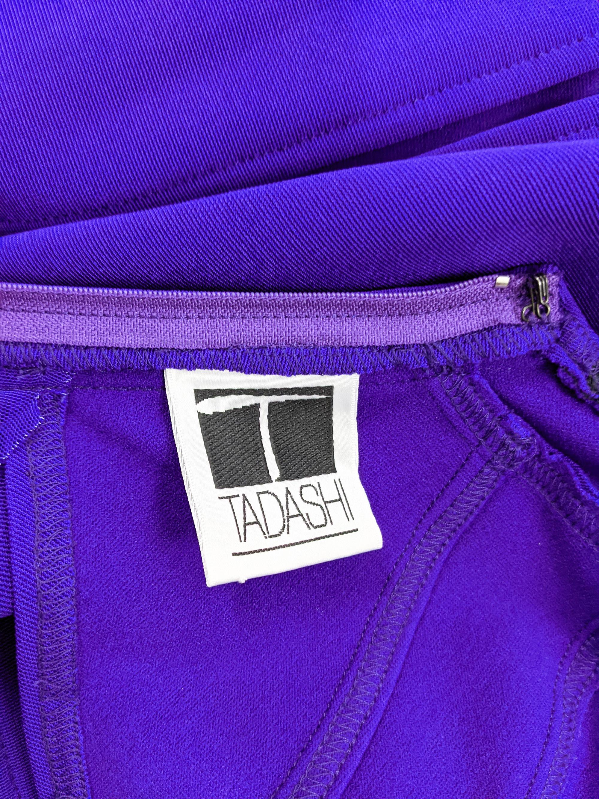 Tadashi Shoji Vintage Purple Stretch Sheer Cut Out Mesh Evening Dress, 1990s For Sale 4