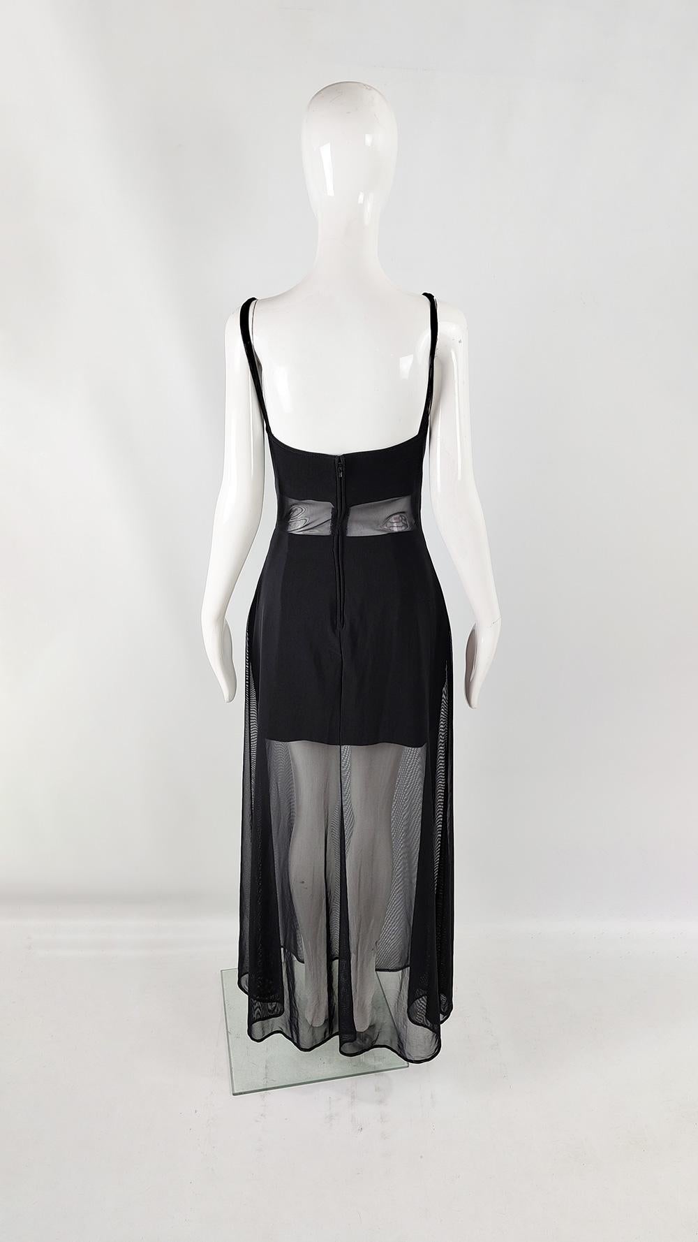 Tadashi Shoji Vintage Sexy Sheer Mesh Cut Out Evening Gown Dress, 1980s For Sale 3
