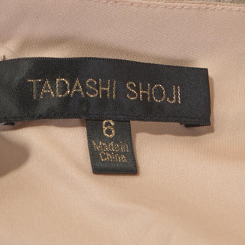 Gray Tadashi Shoji White Crochet and Tulle Fishtail Gown M
