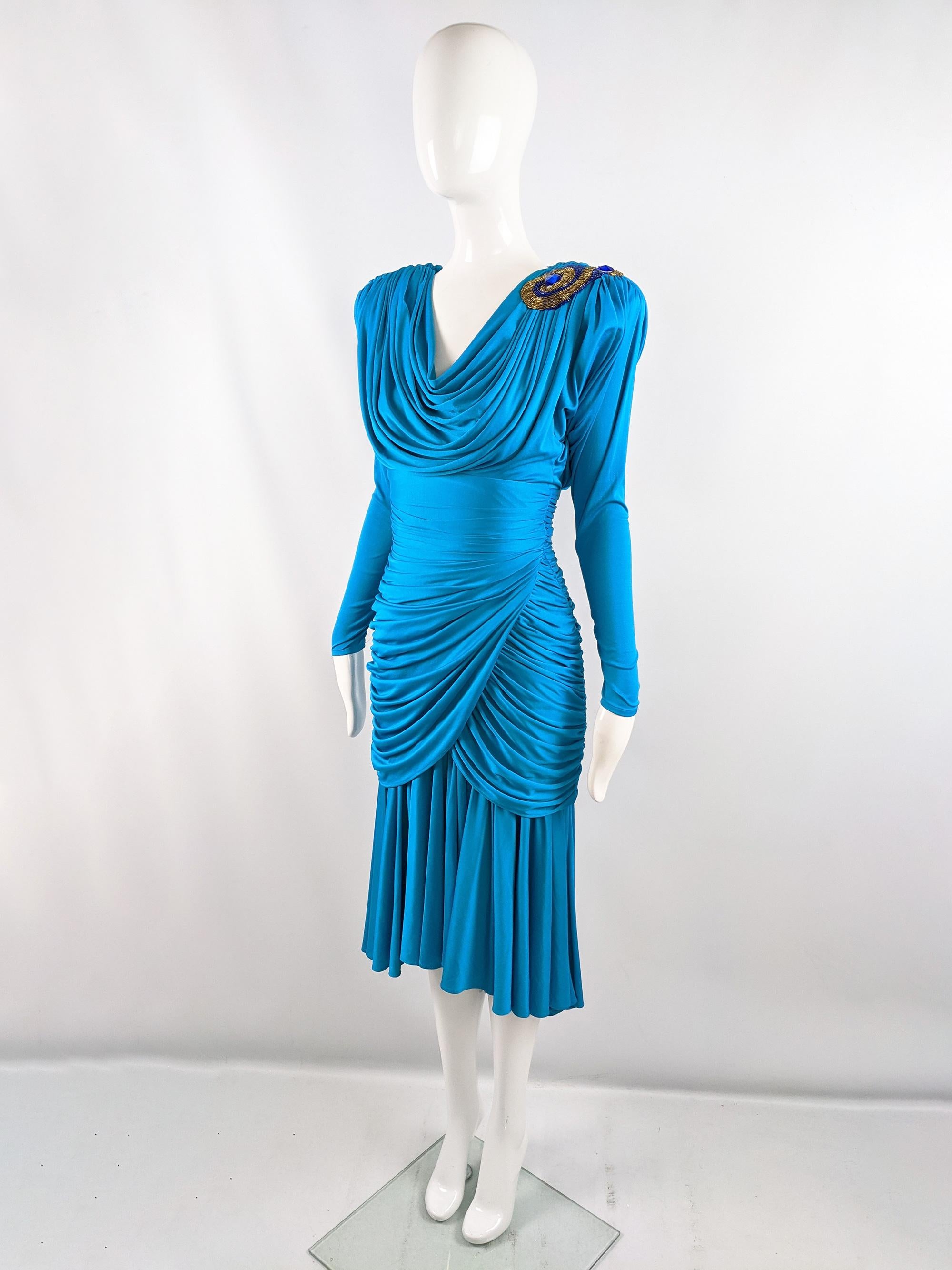 blue slinky dress