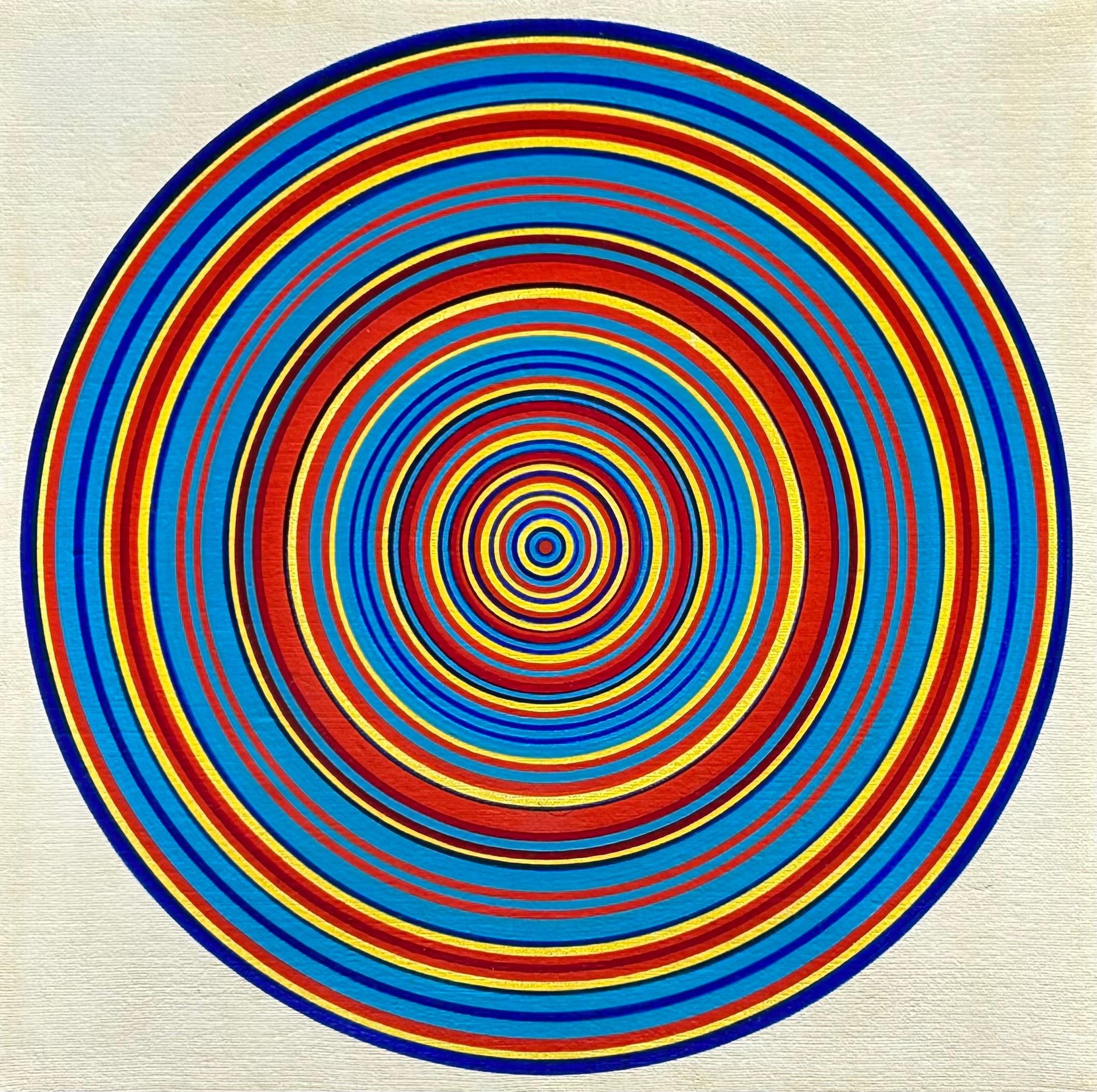 Tadasky / Tadasuke Kuwayama Abstract Painting – Tadasky „#B-119“ Tadasky, Op-Art, Psychadelic Illusion Pattern, Concurrent Circles