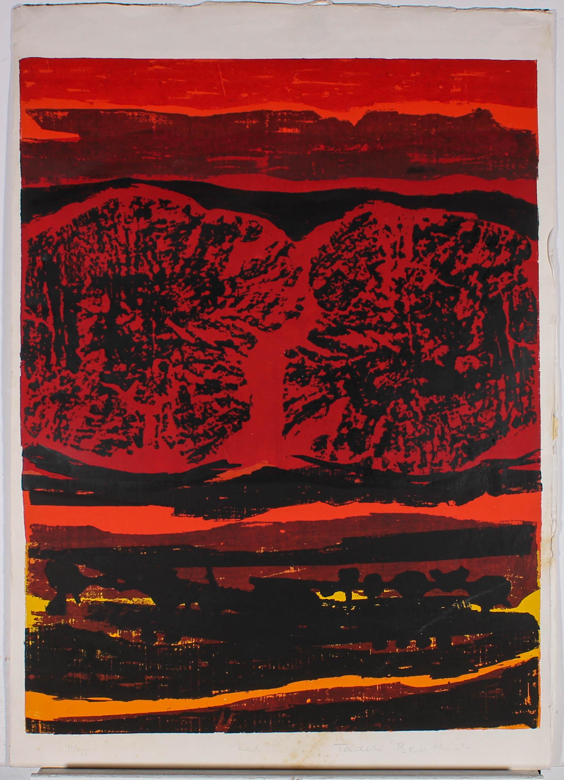 Tadek Beutlich (1922-2011) - Sérigraphie du milieu du 20e siècle, rivière rouge 1
