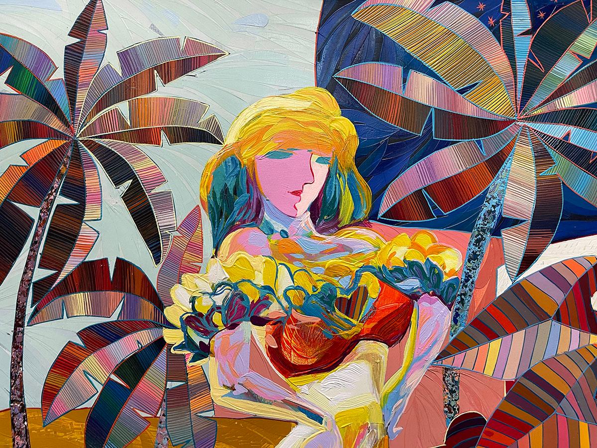 Tadeo Zavaleta ** Calle Ocho I ** Original Acrylic On Canvas For Sale 1