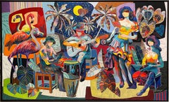 Tadeo Zavaleta ** Fiesta en Miami  ** Original Acrylic On Canvas
