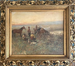 "1904 hommes avec chevaux dans un paysage"