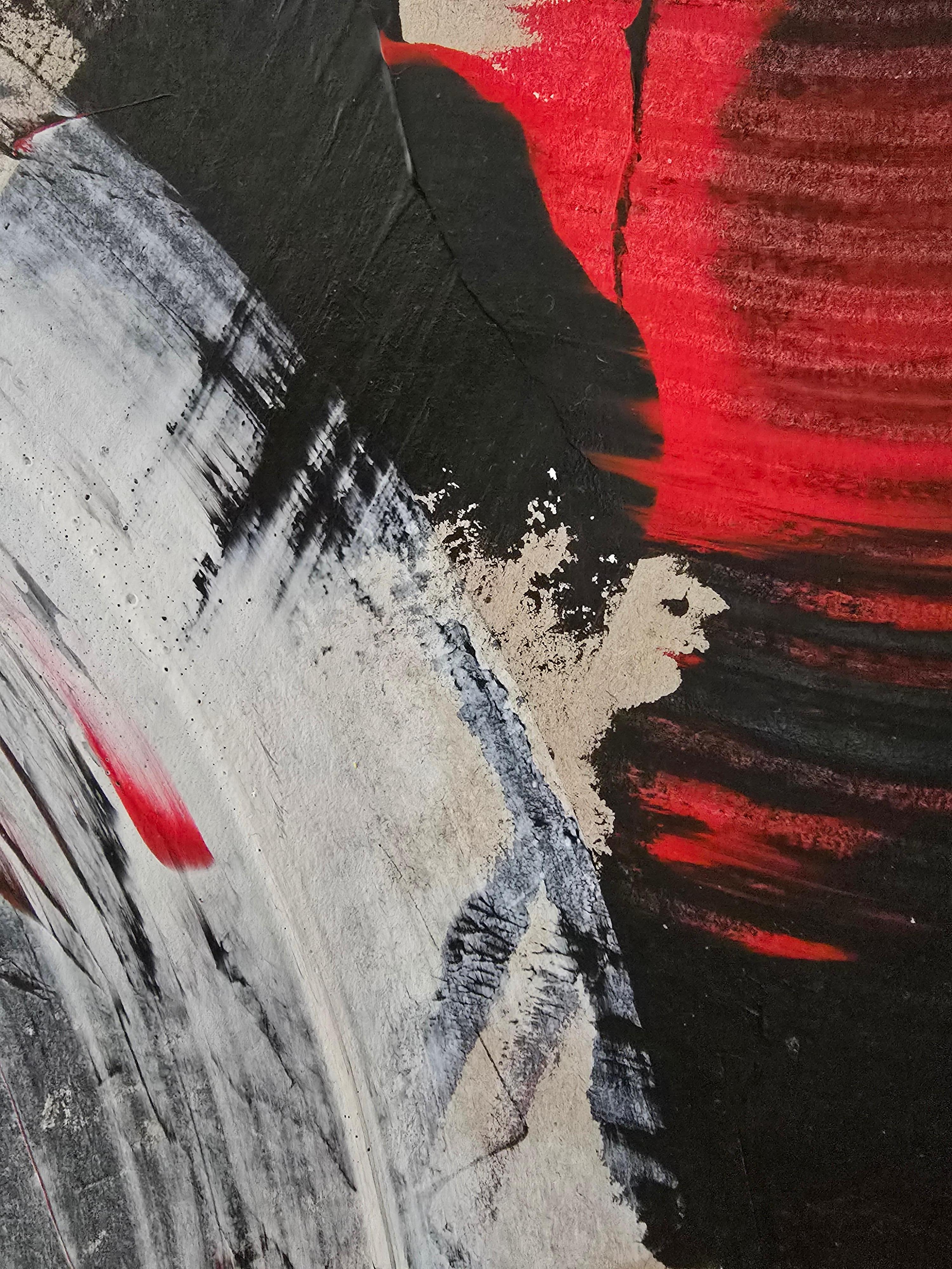 Dragon Dance with Dog / Acrylic on cardboard / 100 x 70 cm - Abstract Painting by Tadeusz Zych