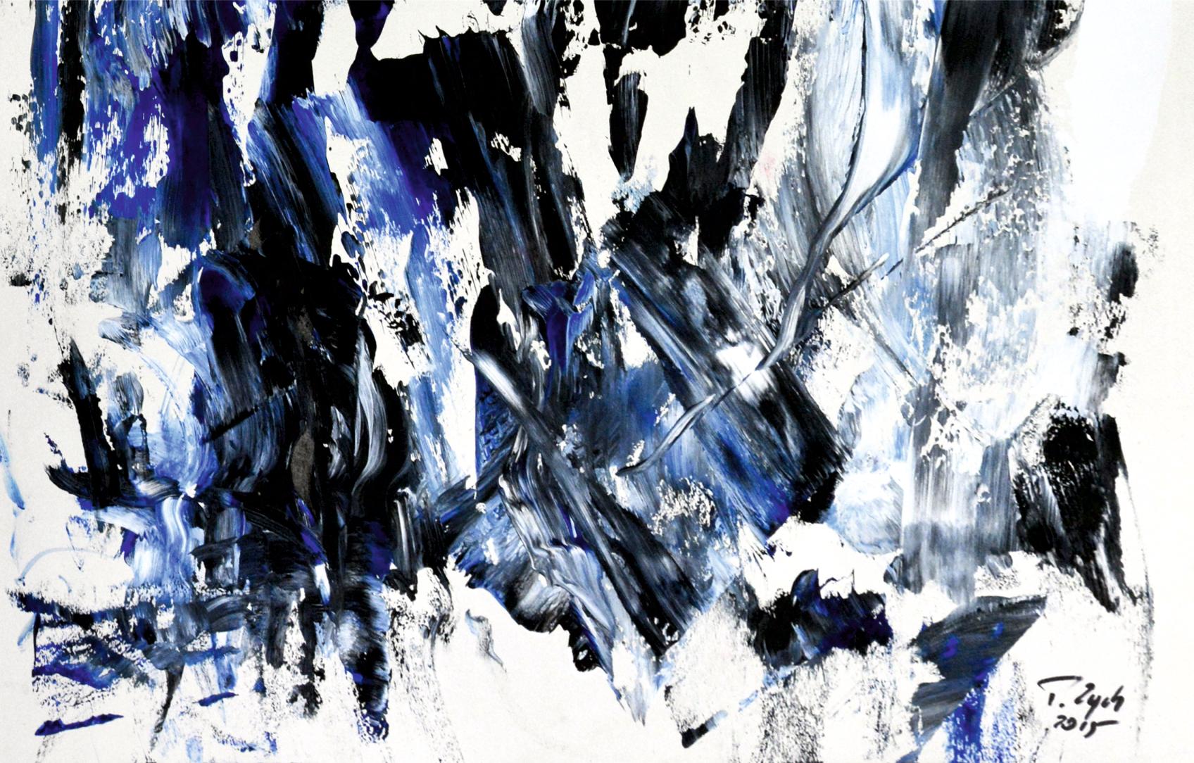 Alaska / Acrylic on cardboard / 100 x 70 cm - Purple Abstract Painting by Tadeusz Zych