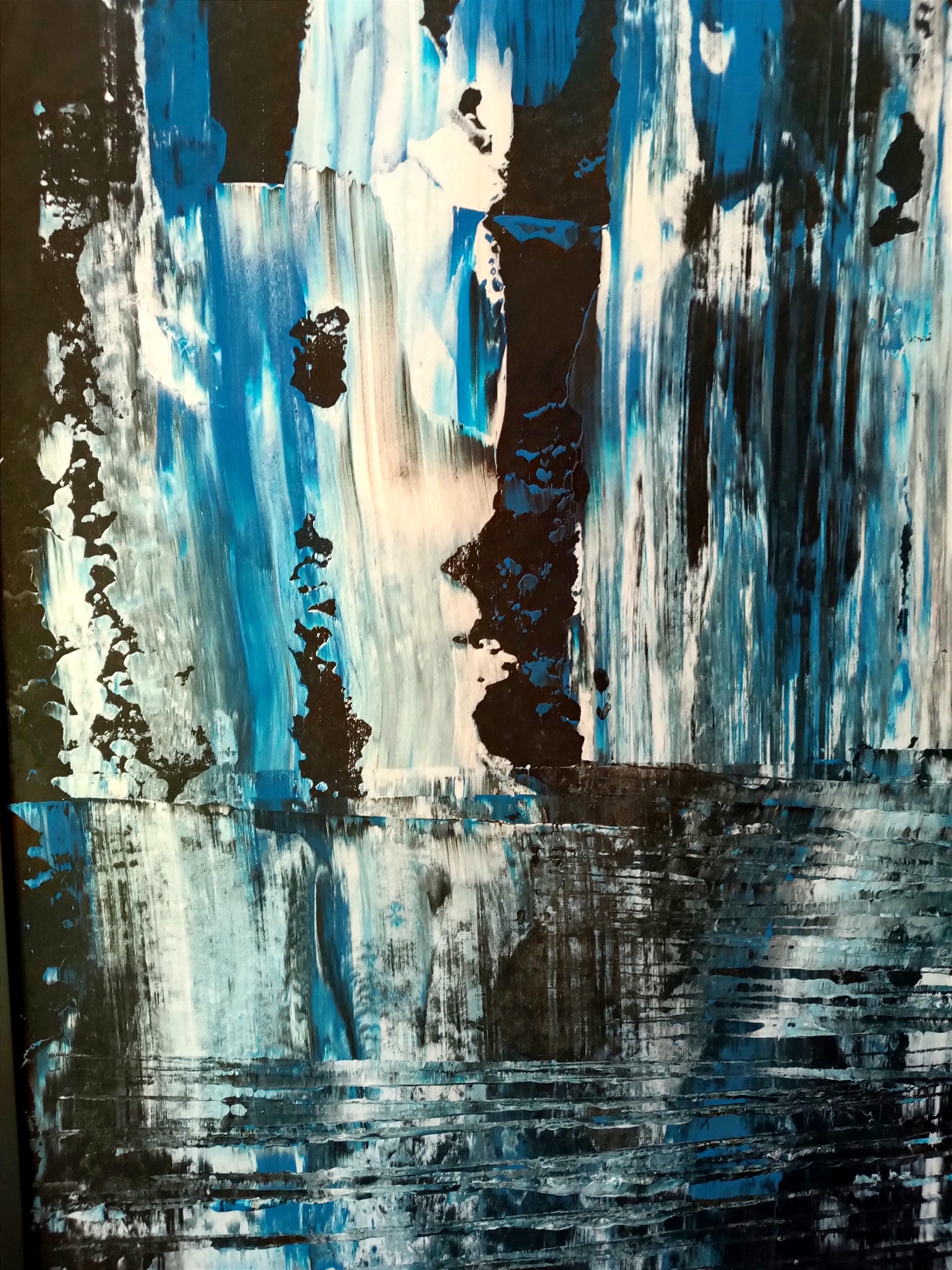 Alaska II / Acrylic on cardboard / 100 x 70 cm - Blue Abstract Painting by Tadeusz Zych