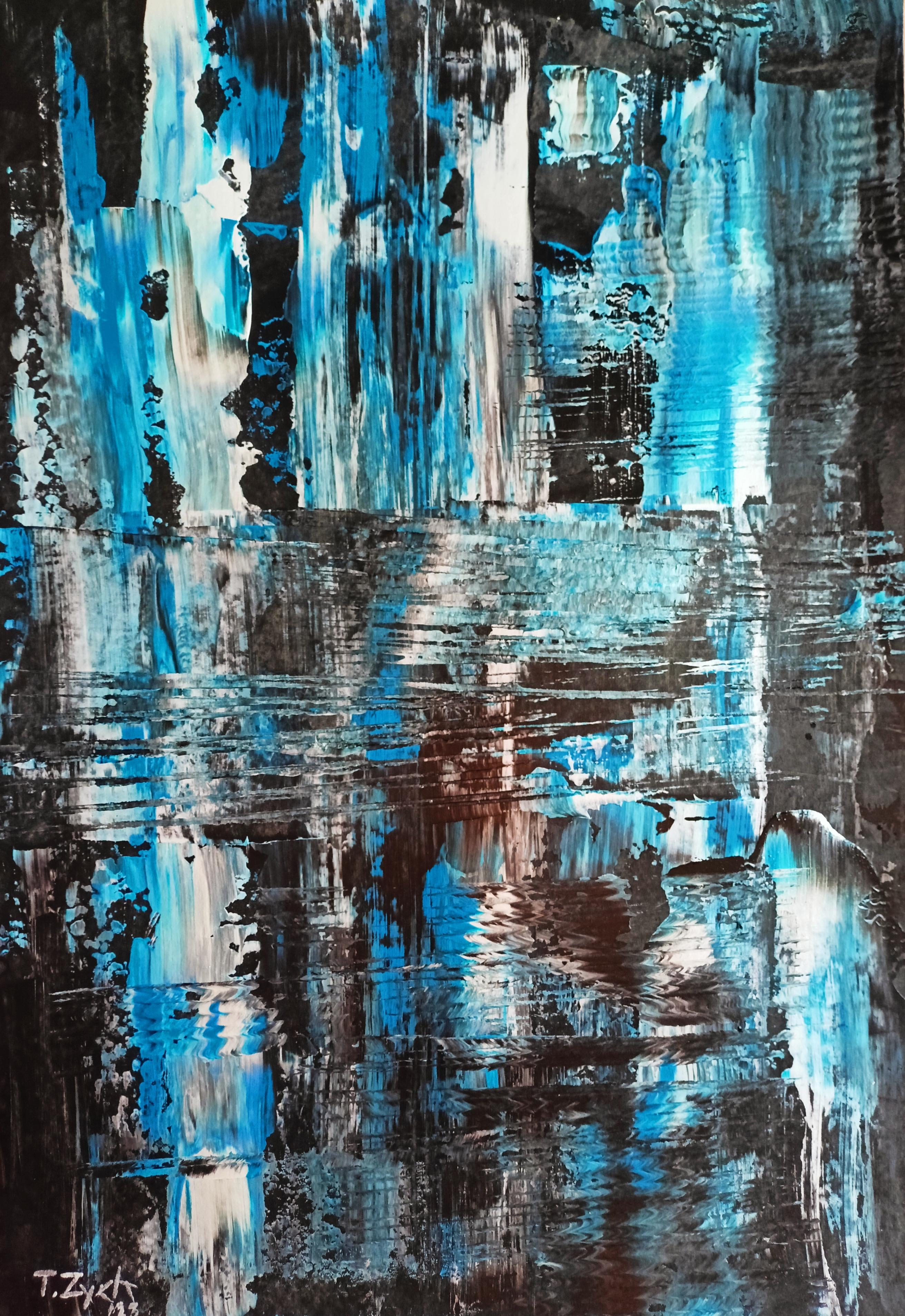 Tadeusz Zych Abstract Painting - Alaska II / Acrylic on cardboard / 100 x 70 cm