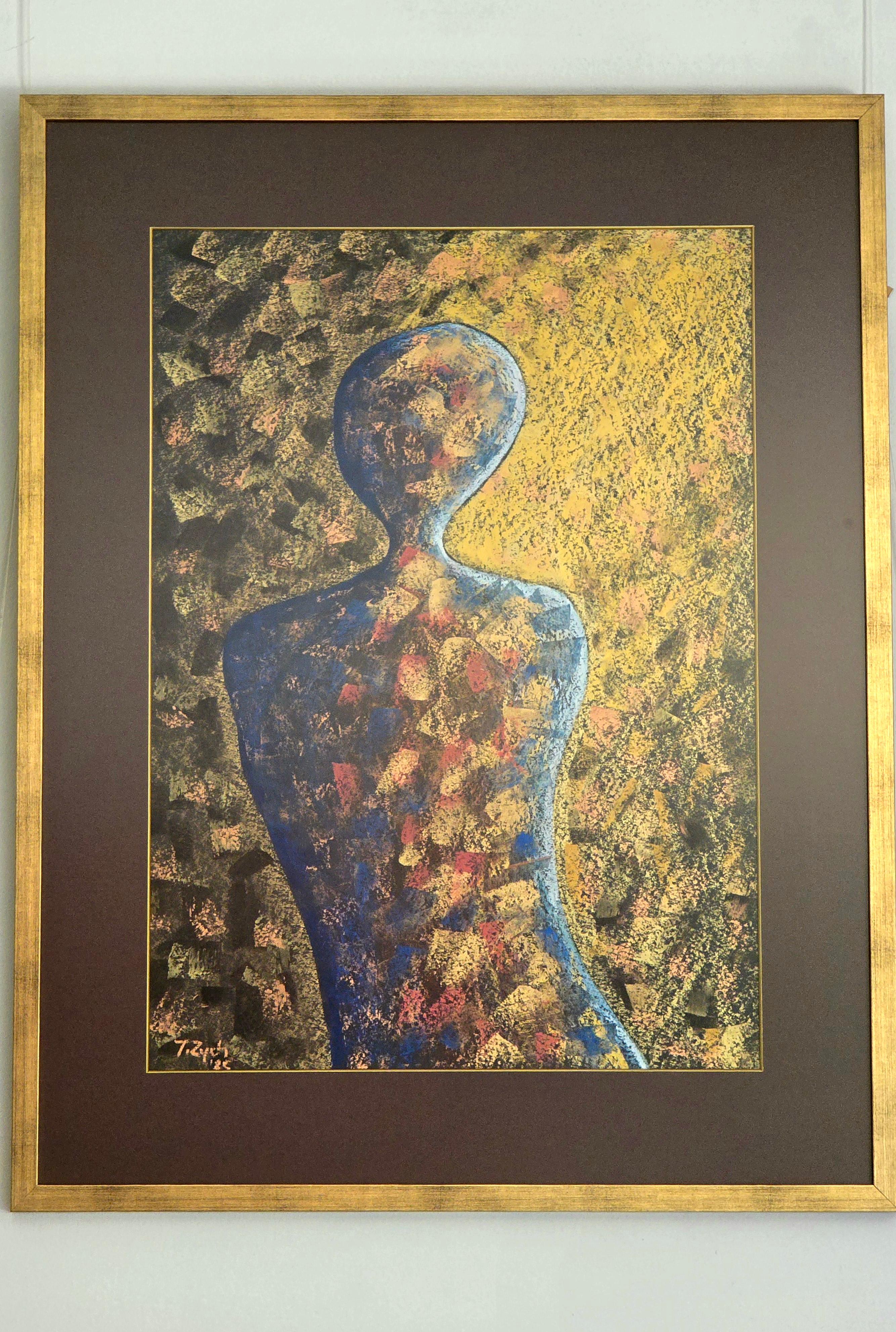 Amber Zychan / Pastel à l'huile / 70 x 50 cm - Painting de Tadeusz Zych