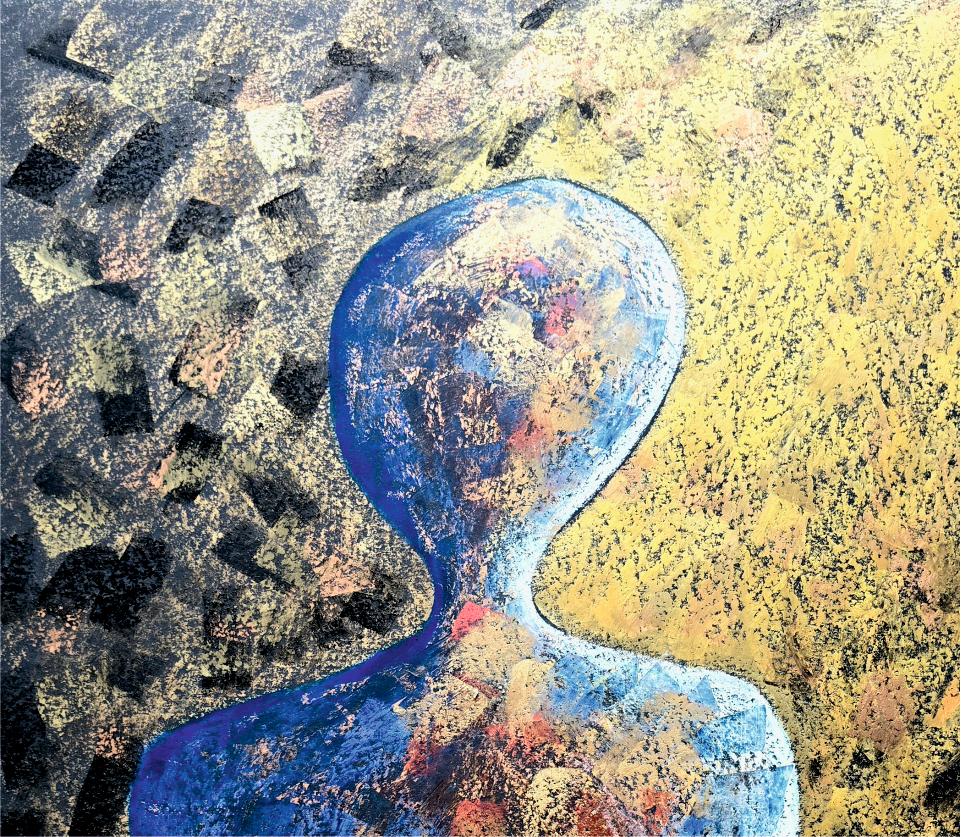 Amber Zychan / Pastel à l'huile / 70 x 50 cm - Abstrait Painting par Tadeusz Zych