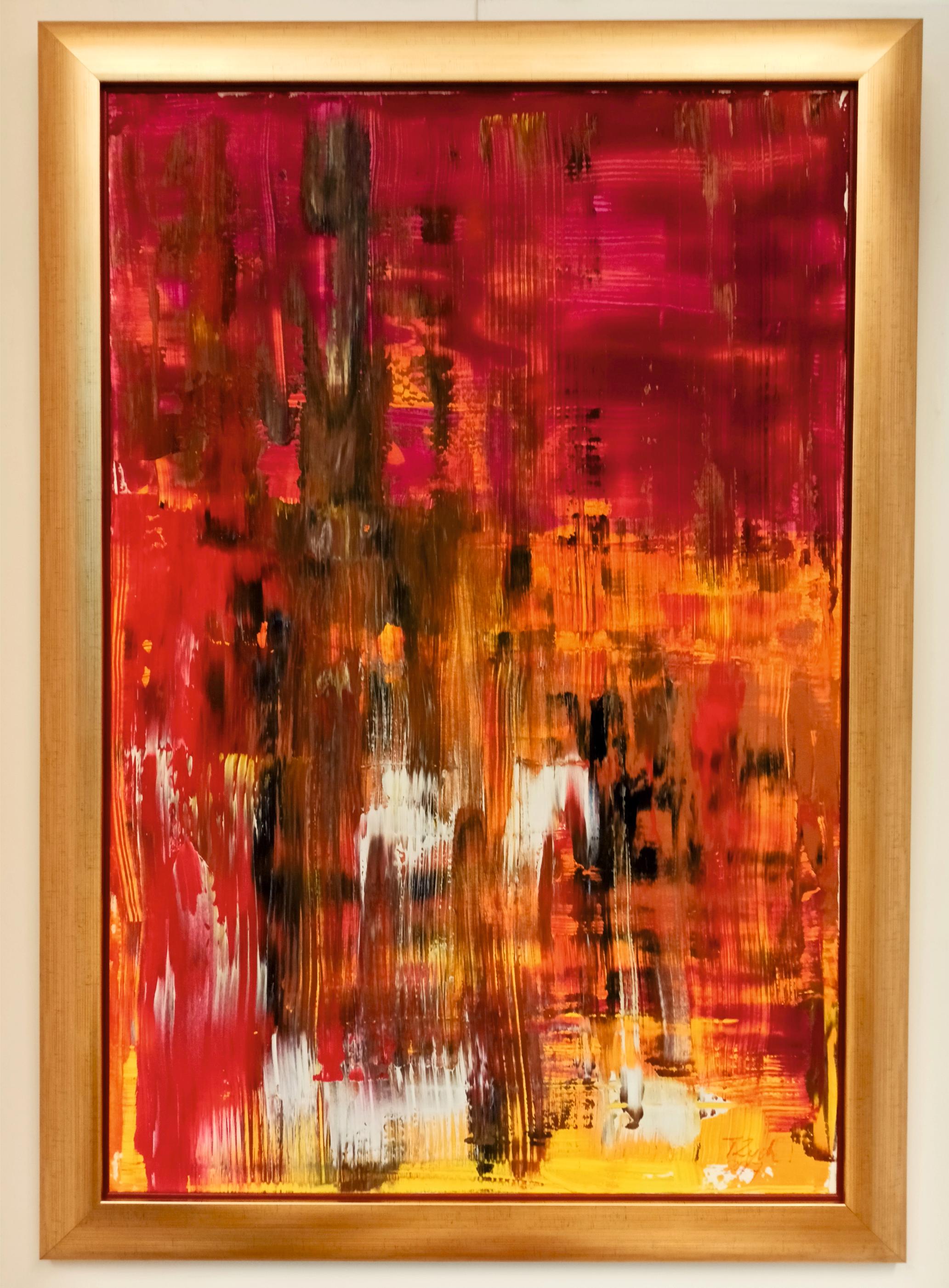 Awakening /Acrylic on canvas / 120 x 90 cm - Red Abstract Painting by Tadeusz Zych