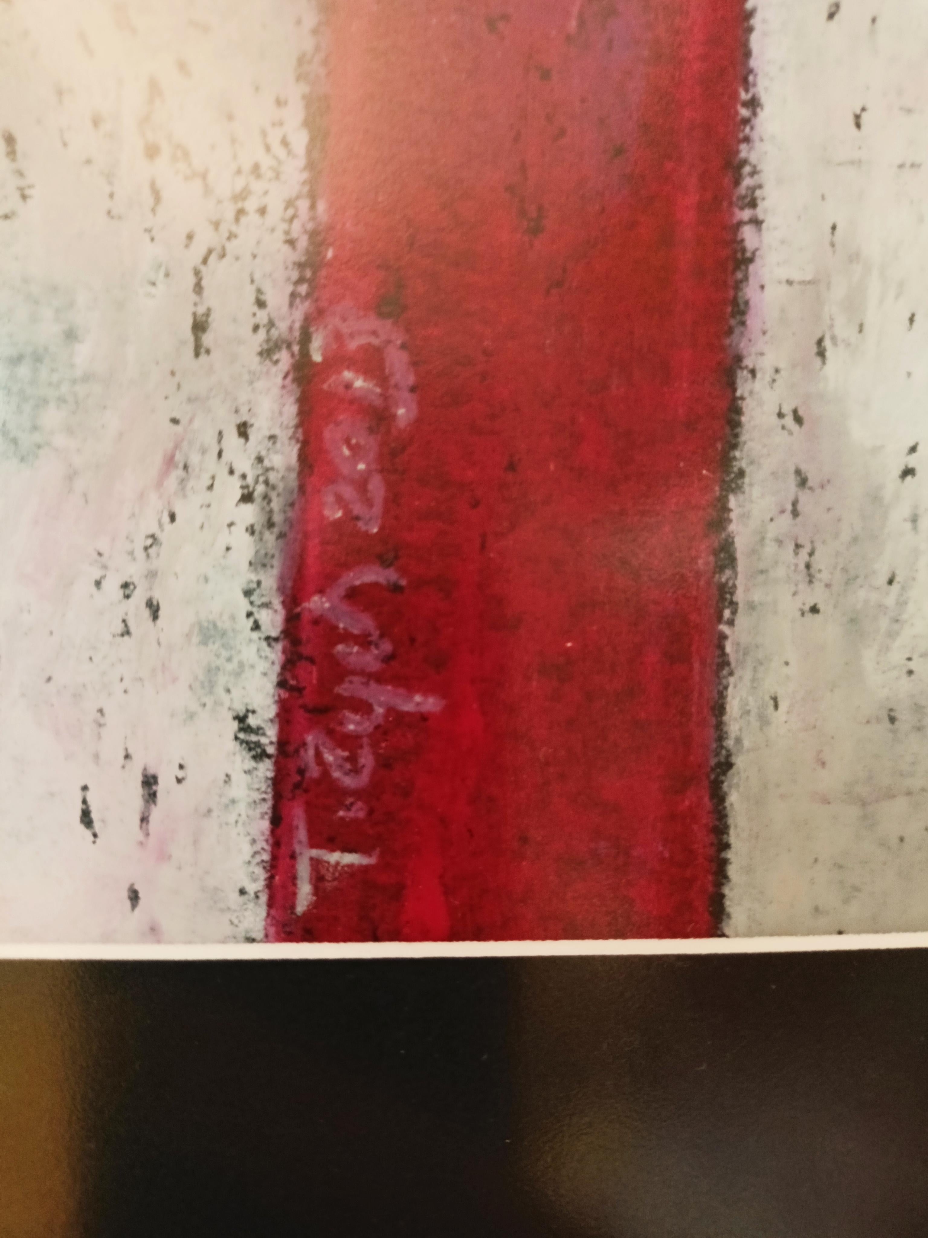 „Bat and Him“ Rot /Oil Pastell auf Karton/ 70 x 50 cm (Abstrakt), Painting, von Tadeusz Zych