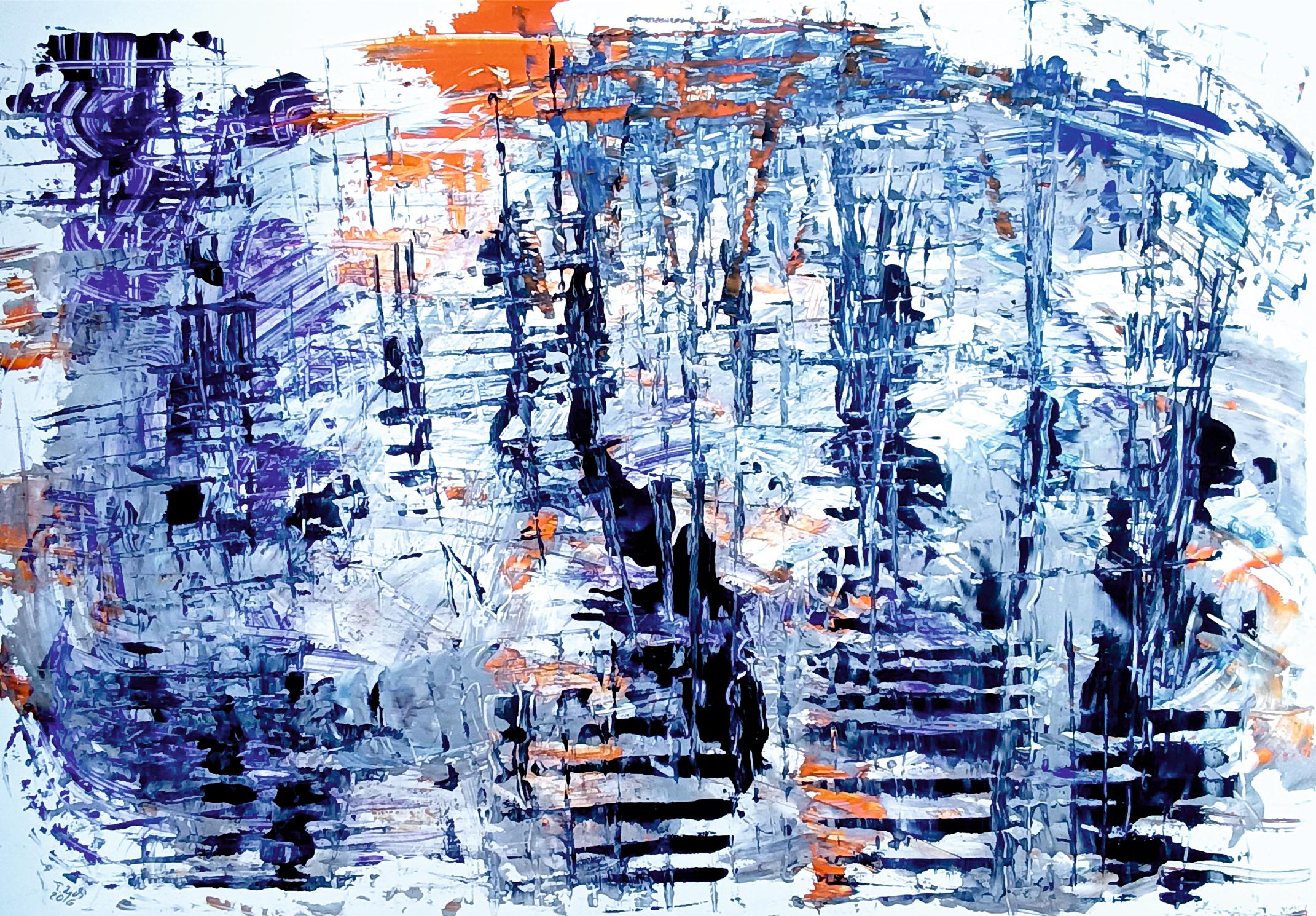 Bay / Acrylic on cardboard / 70 x 100 cm - Painting by Tadeusz Zych