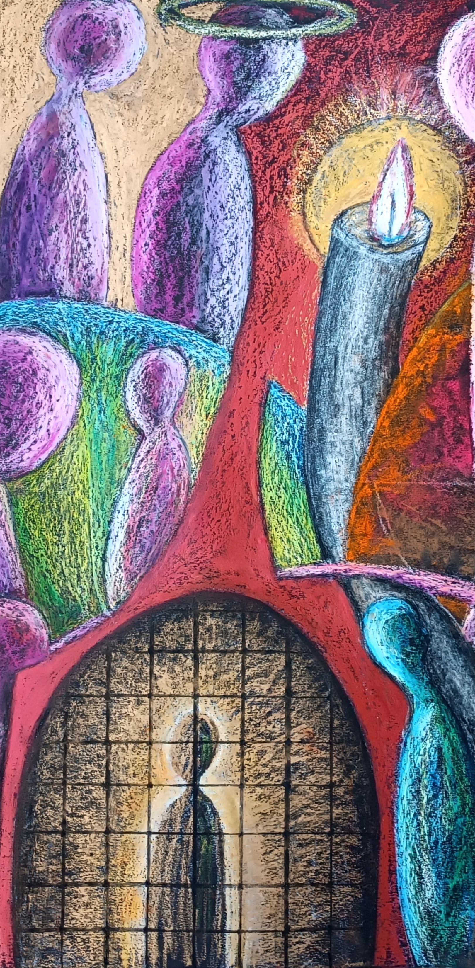 „Between heaven and earth“ / Ölpastell auf Karton / 70 x 100 cm (Abstrakter Expressionismus), Painting, von Tadeusz Zych