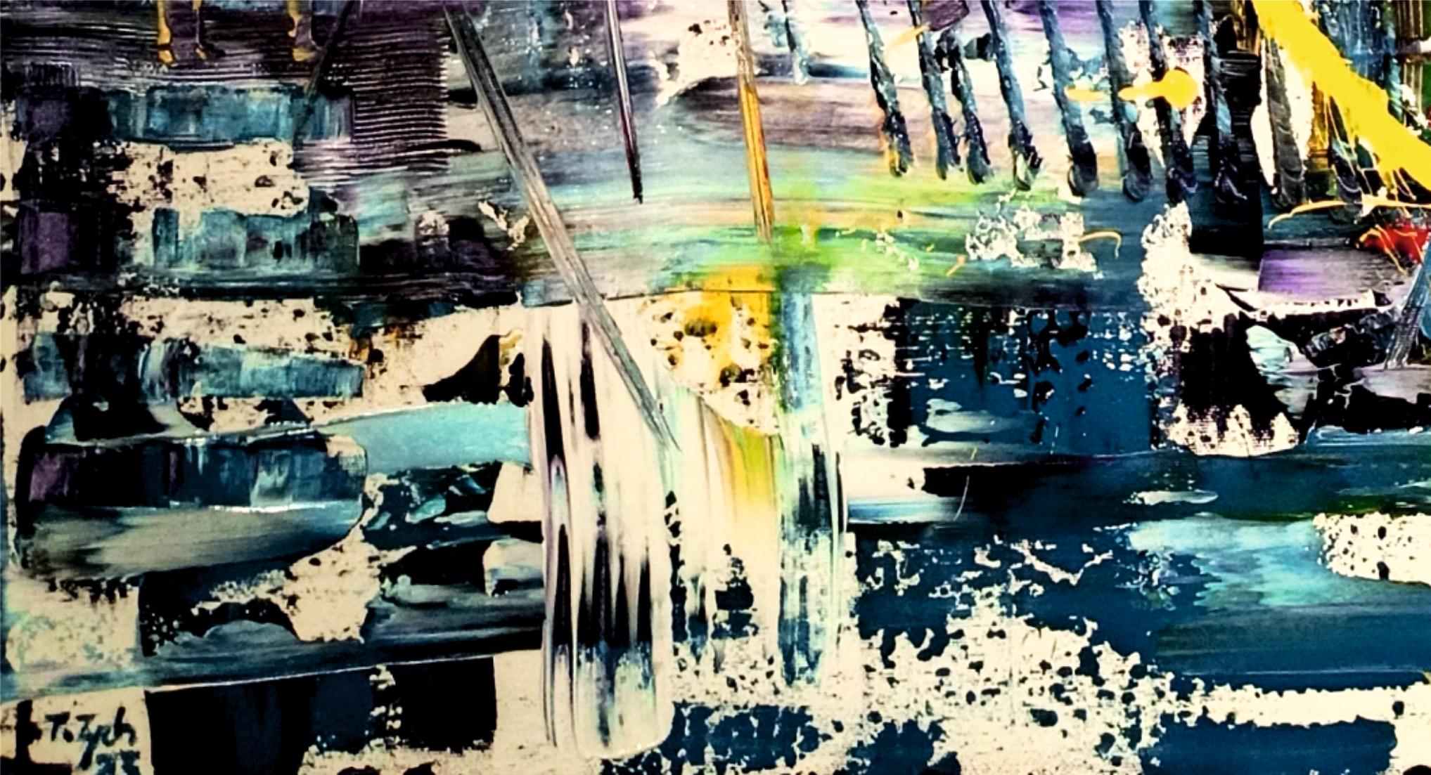 Jazz in New Orleans /Acrylic on canvas / 100 x 70 cm - Abstract Expressionist Painting by Tadeusz Zych