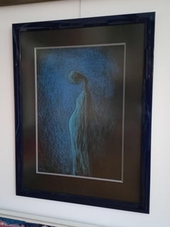 "Blue" / Abstract painting / Oil Pastel / 59 x 40 cm
