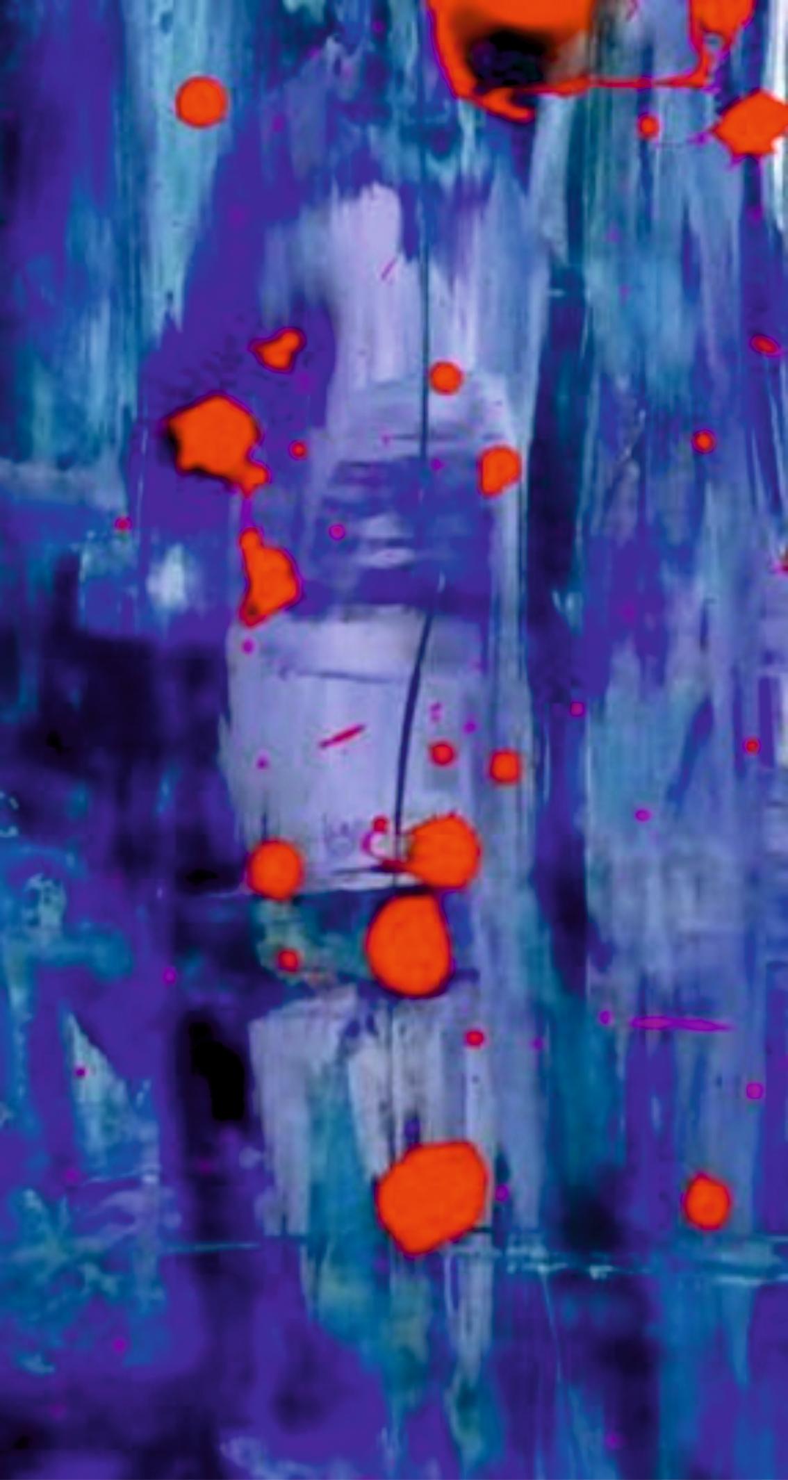 Blue and Red / Acrylic on board / 100 x 70 cm - Painting by Tadeusz Zych