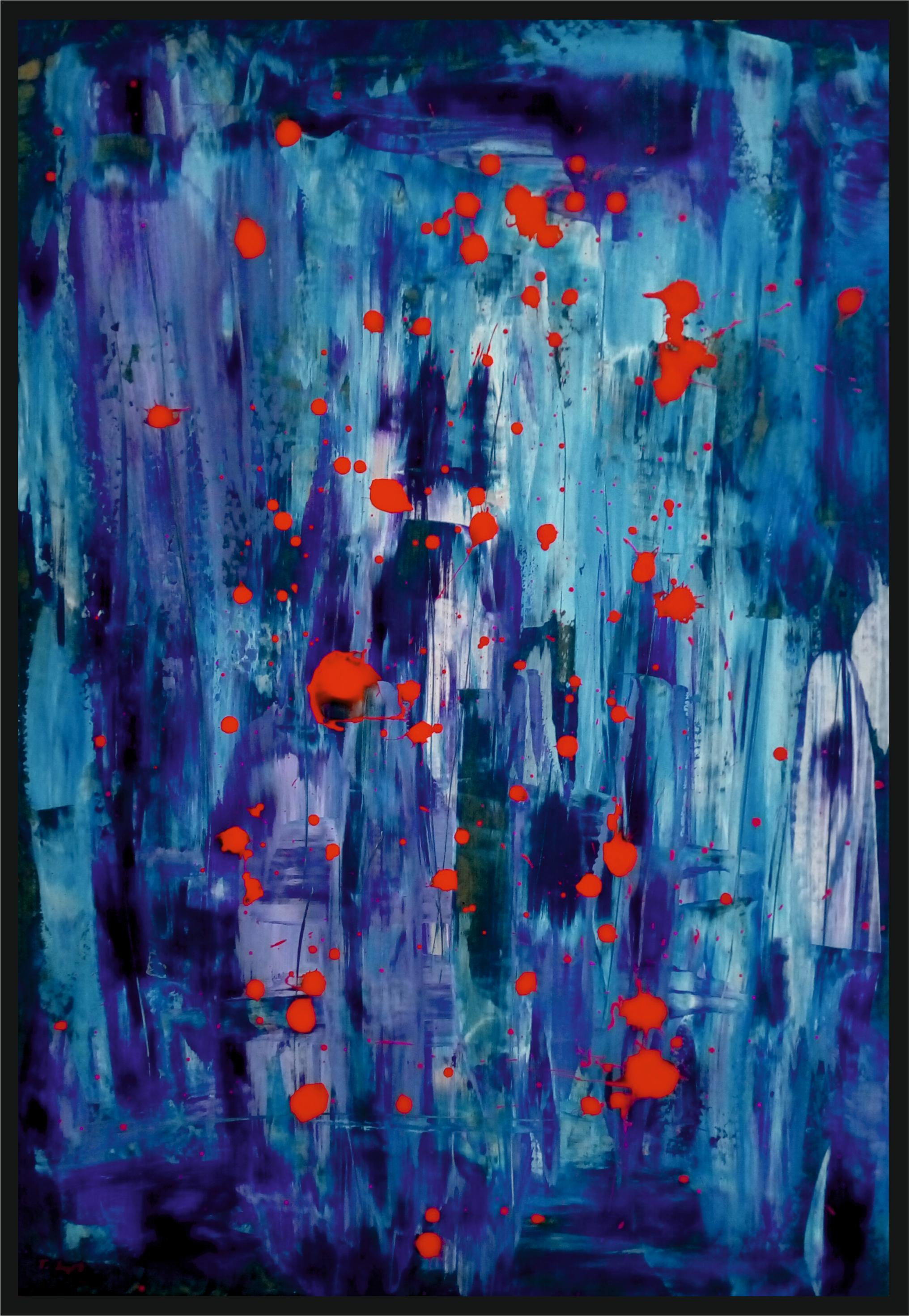 Blue and Red / Acrylic on board / 100 x 70 cm For Sale 1