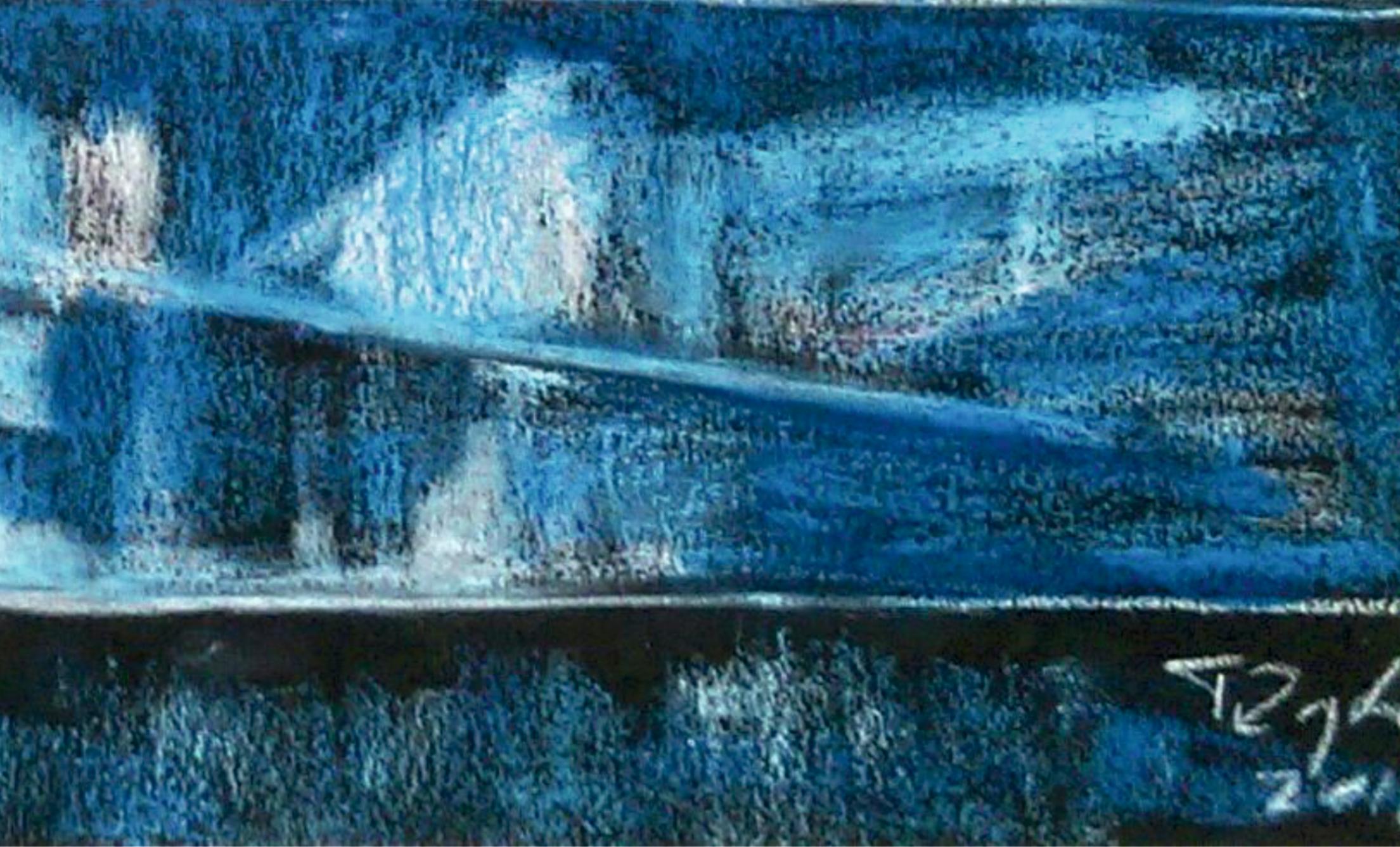 Blue levels / Oil pastel / 50 x 70 cm  - Painting by Tadeusz Zych