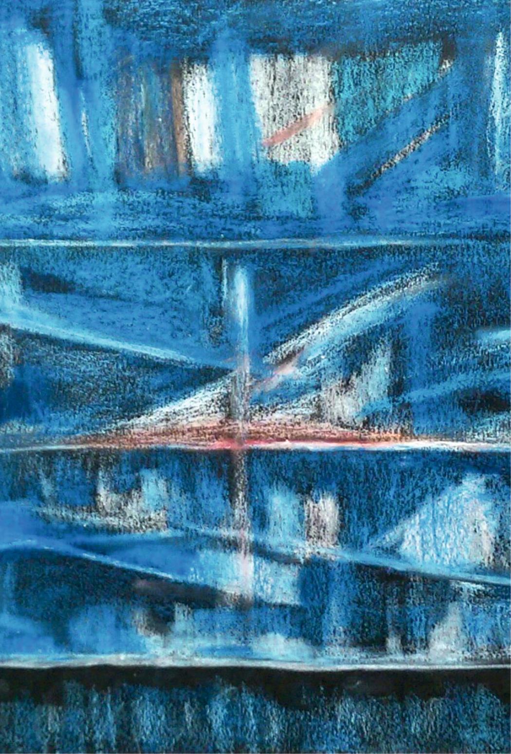 Blue levels / Oil pastel / 50 x 70 cm  - Abstract Painting by Tadeusz Zych