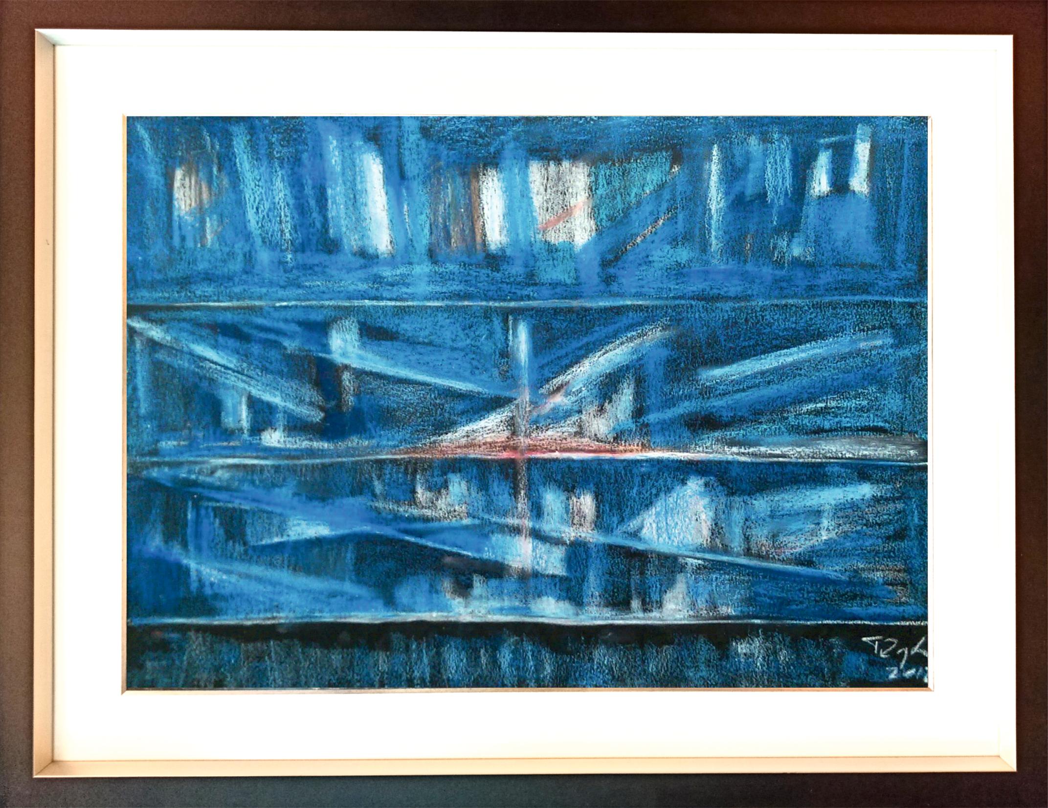 Blue levels / Oil pastel / 50 x 70 cm. One of the author's first oil pastel paintings. Framed in Passe-Partout and a beautiful blue lacquered wooden frame.
Catalog Number P0005. The picture is ready to hang. Signed on the front.
The painting is
