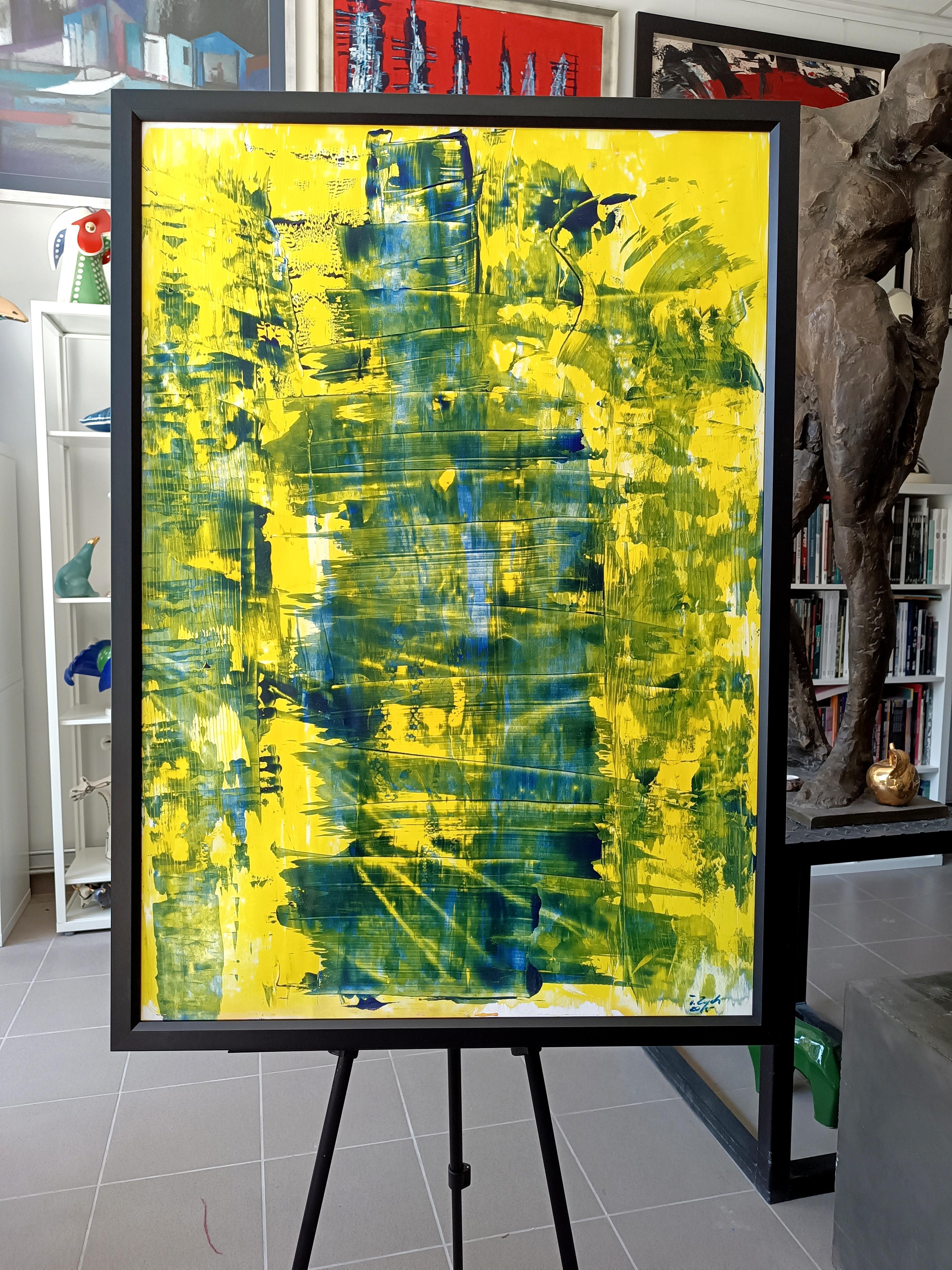 Brazil II. Catalog number A0126. A work of abstract art, full of expression and energy.
Framed in a black wooden frame. Ready to hang. Signed on the front.
A certificate of authenticity signed by the artist is included with the painting.

Tadeusz