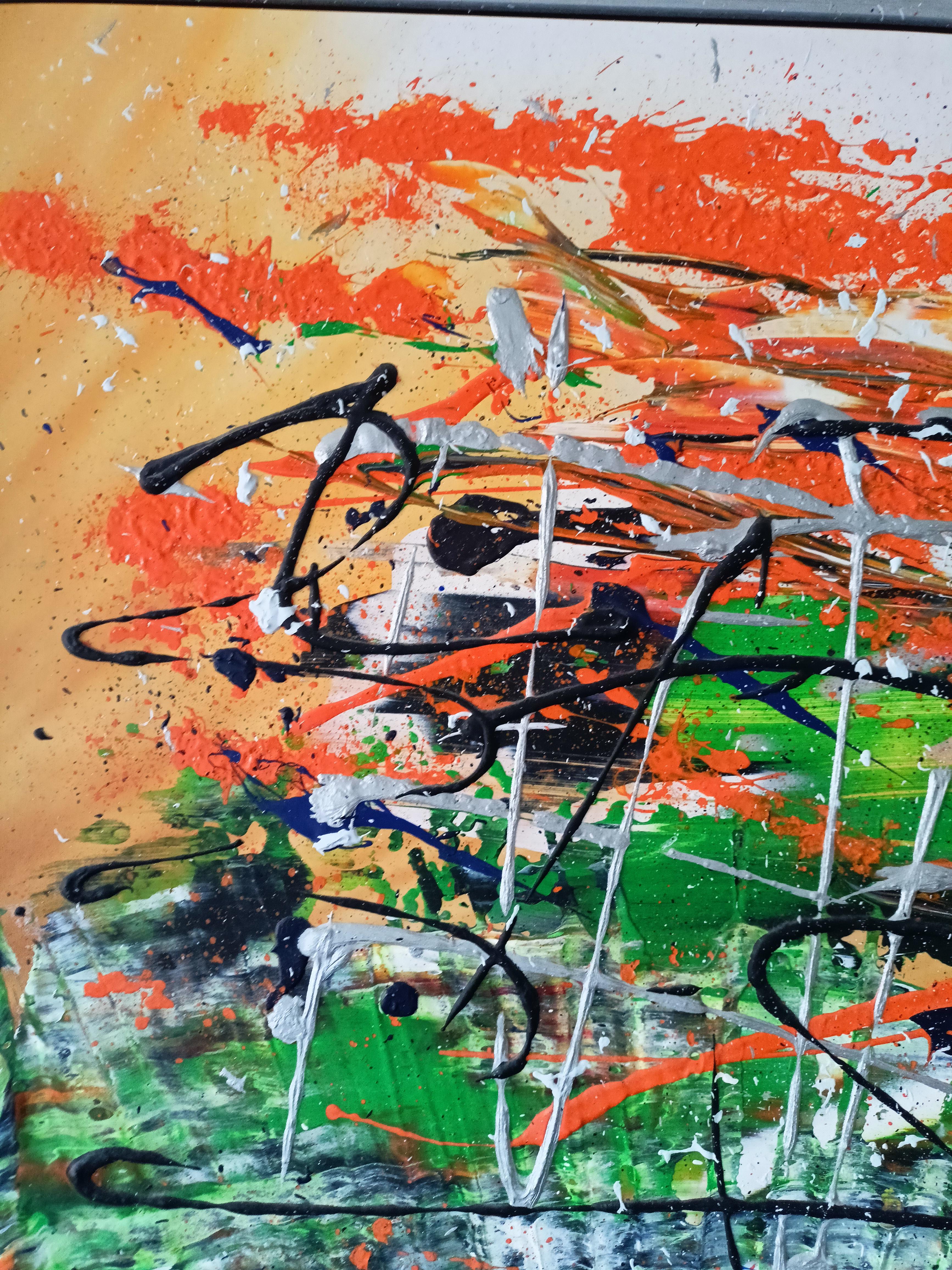 Butte / Acrylic on board, own technique / 95 x 135 cm - Abstract Expressionist Painting by Tadeusz Zych