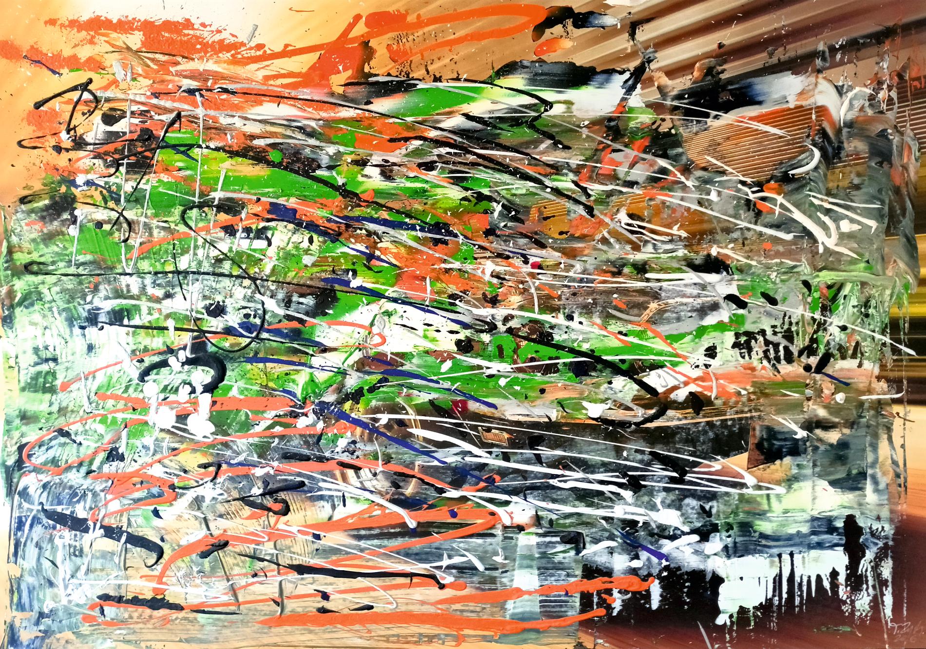 Butte / Acrylic on board, own technique / 95 x 135 cm - Brown Abstract Painting by Tadeusz Zych