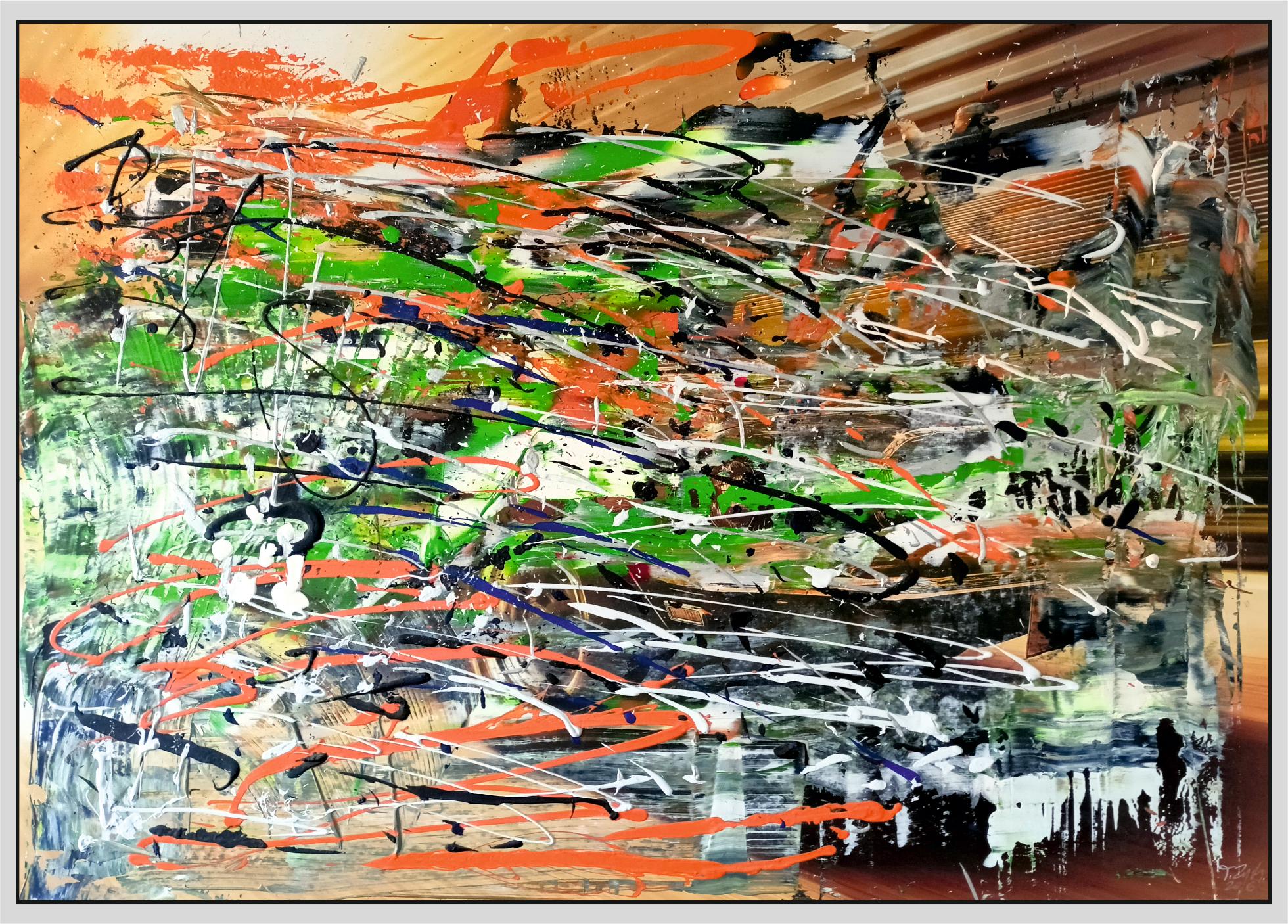Liquid copper. One of the paintings inspired by a stay in a given city while traveling around the USA. Urban cycle in the USA.
Each city visited created one work of abstract art, full of expression and energy.
An image full of expression and
