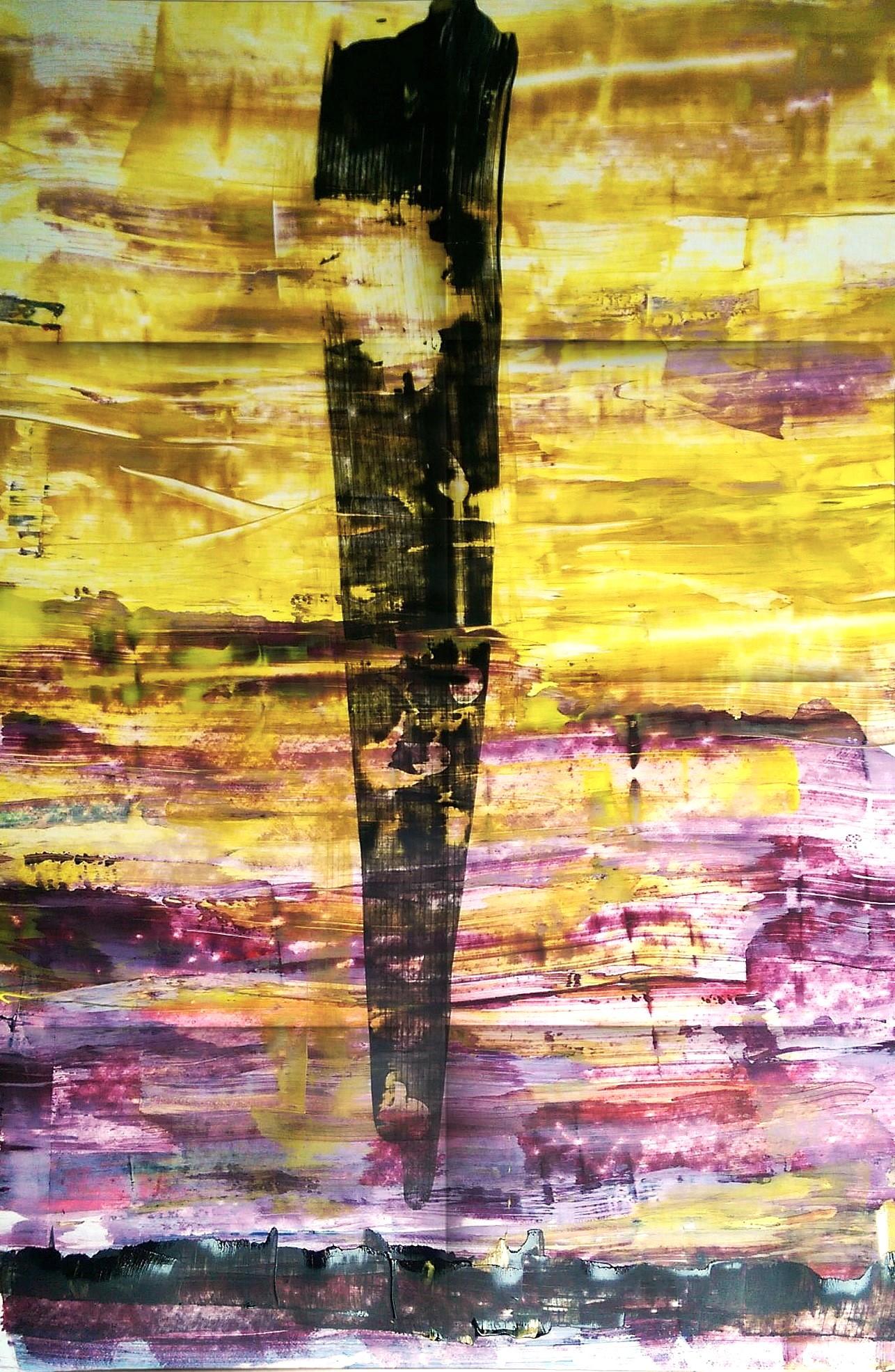 Abstract Painting di Tadeusz Zych - Cardinale / Acrilico su cartone / 100 x 70 cm