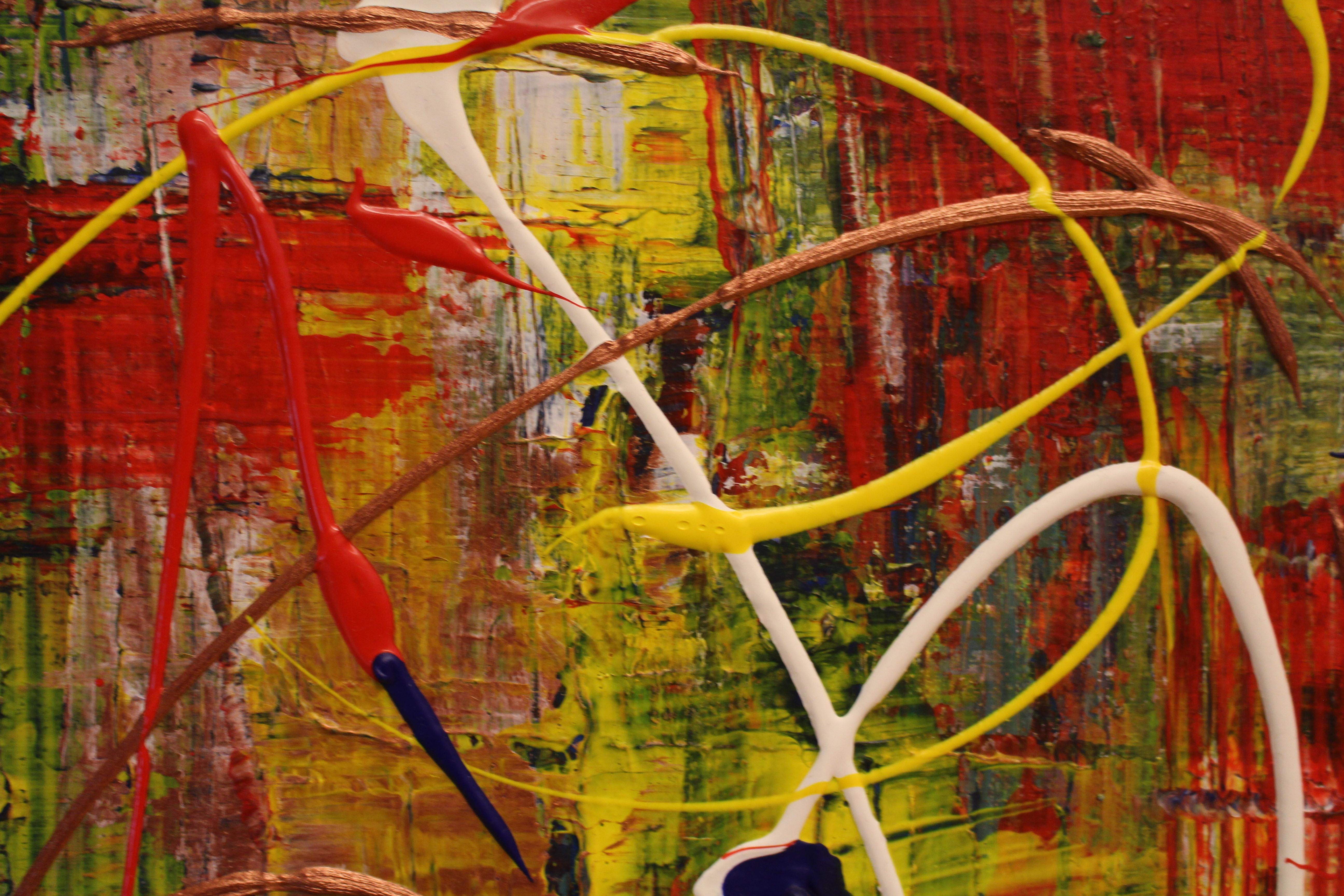 Paradiso colorato /Acrilico su tela / 50 x 40 cm - Abstract Painting Marrone di Tadeusz Zych