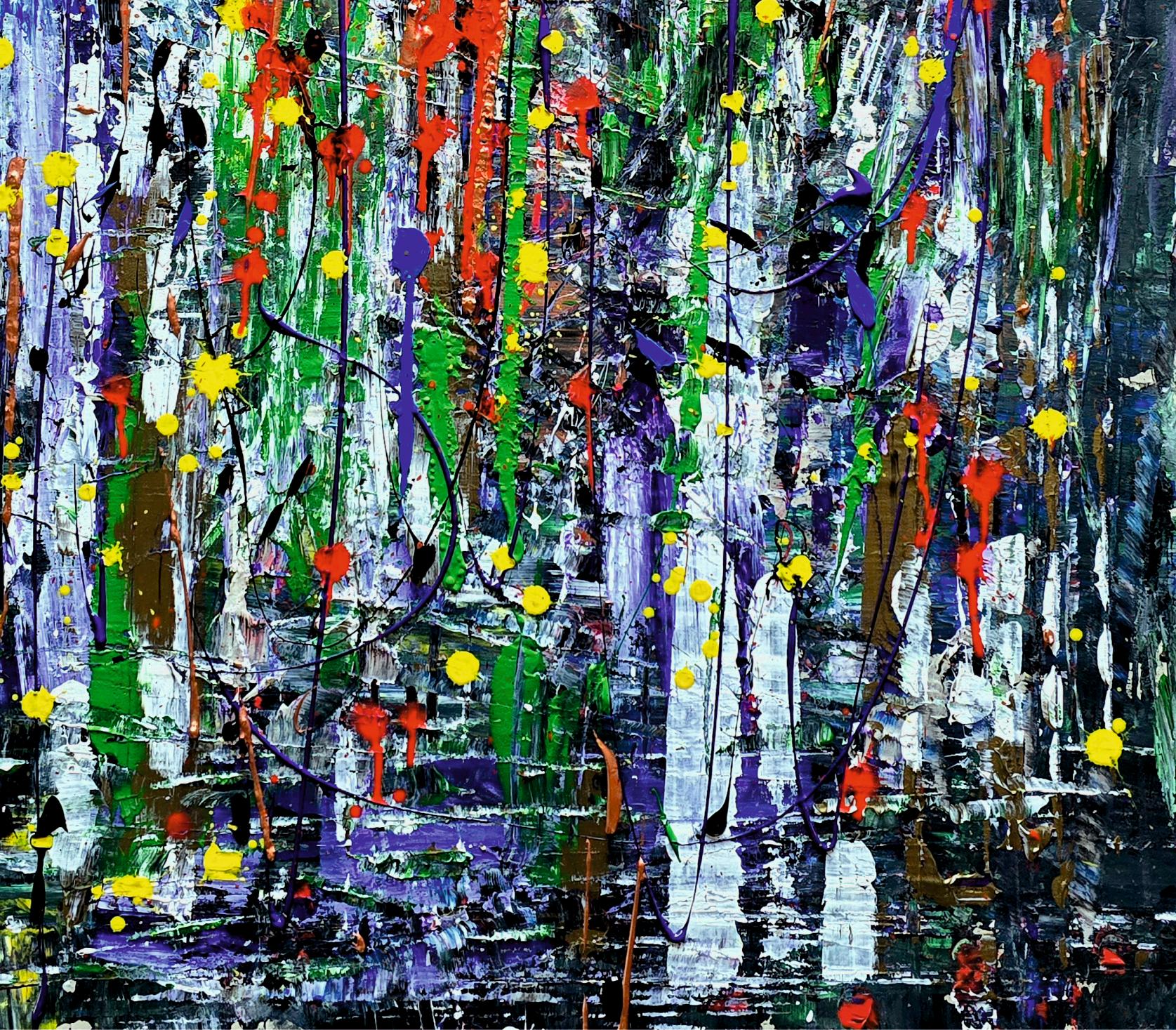 Bunter Regen / Acryl auf Karton / 100 x 70 cm / 2025 im Angebot 2