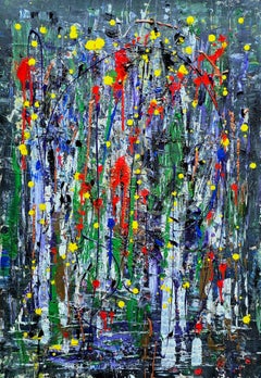 Colorful rain / Acrylic on cardboard / 100 x 70 cm / 2025