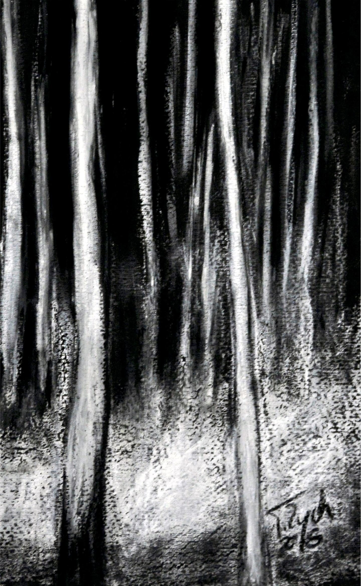Depth of Darkness / Oil Pastel on cardboard / 70 x 50 cm - Abstract Expressionist Painting by Tadeusz Zych