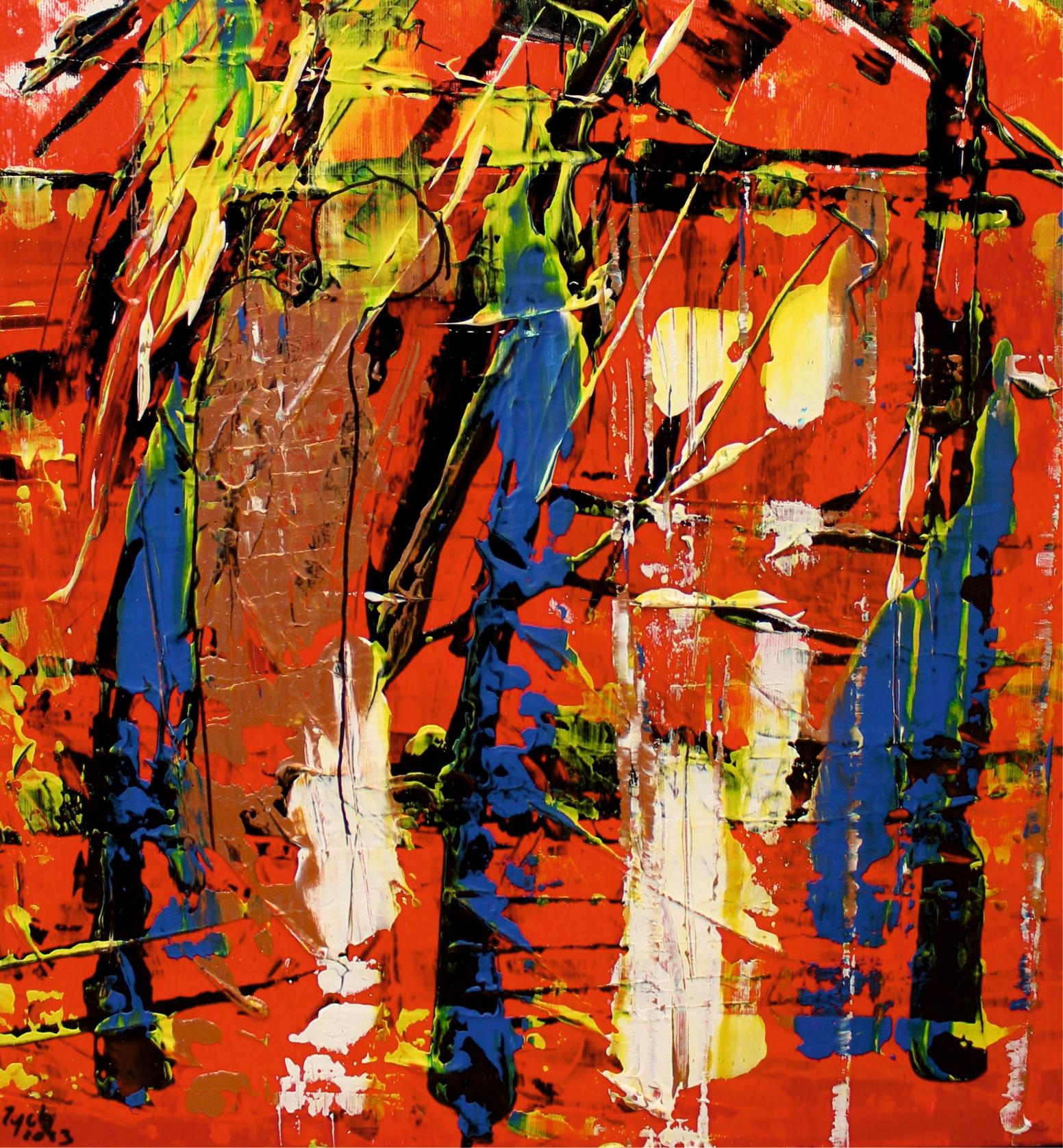 Jazz esplosivo /Acrilico su tela / 70 x 50 cm - Abstract Painting Marrone di Tadeusz Zych