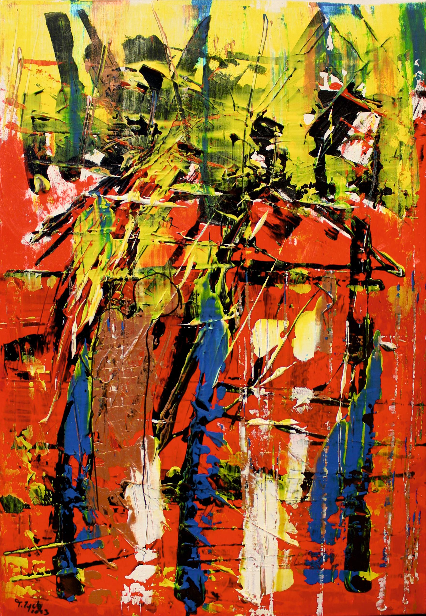 Abstract Painting di Tadeusz Zych - Jazz esplosivo /Acrilico su tela / 70 x 50 cm