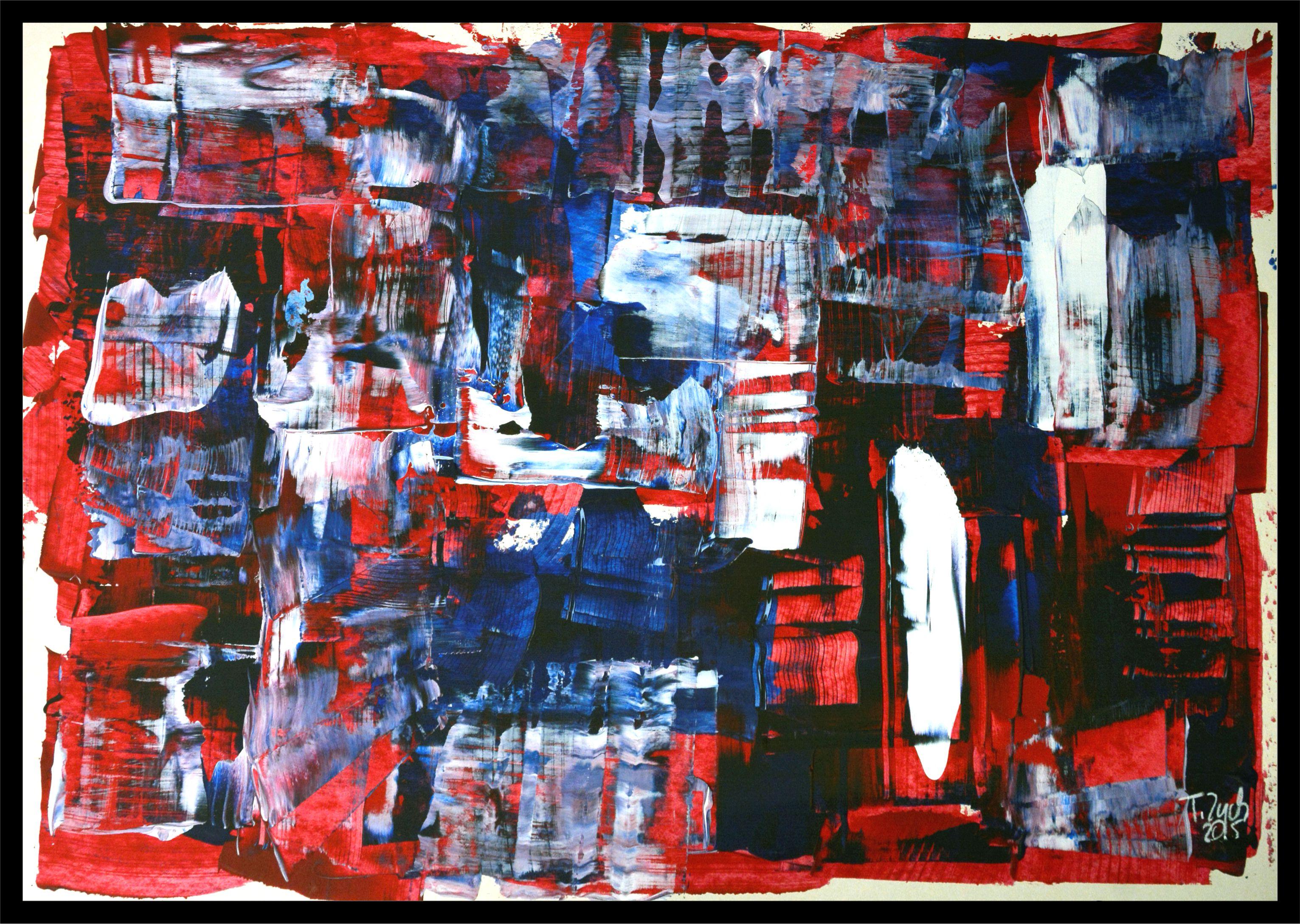 Faces, mirages/Acryl auf Karton/ 70 x 100 cm (Schwarz), Abstract Painting, von Tadeusz Zych