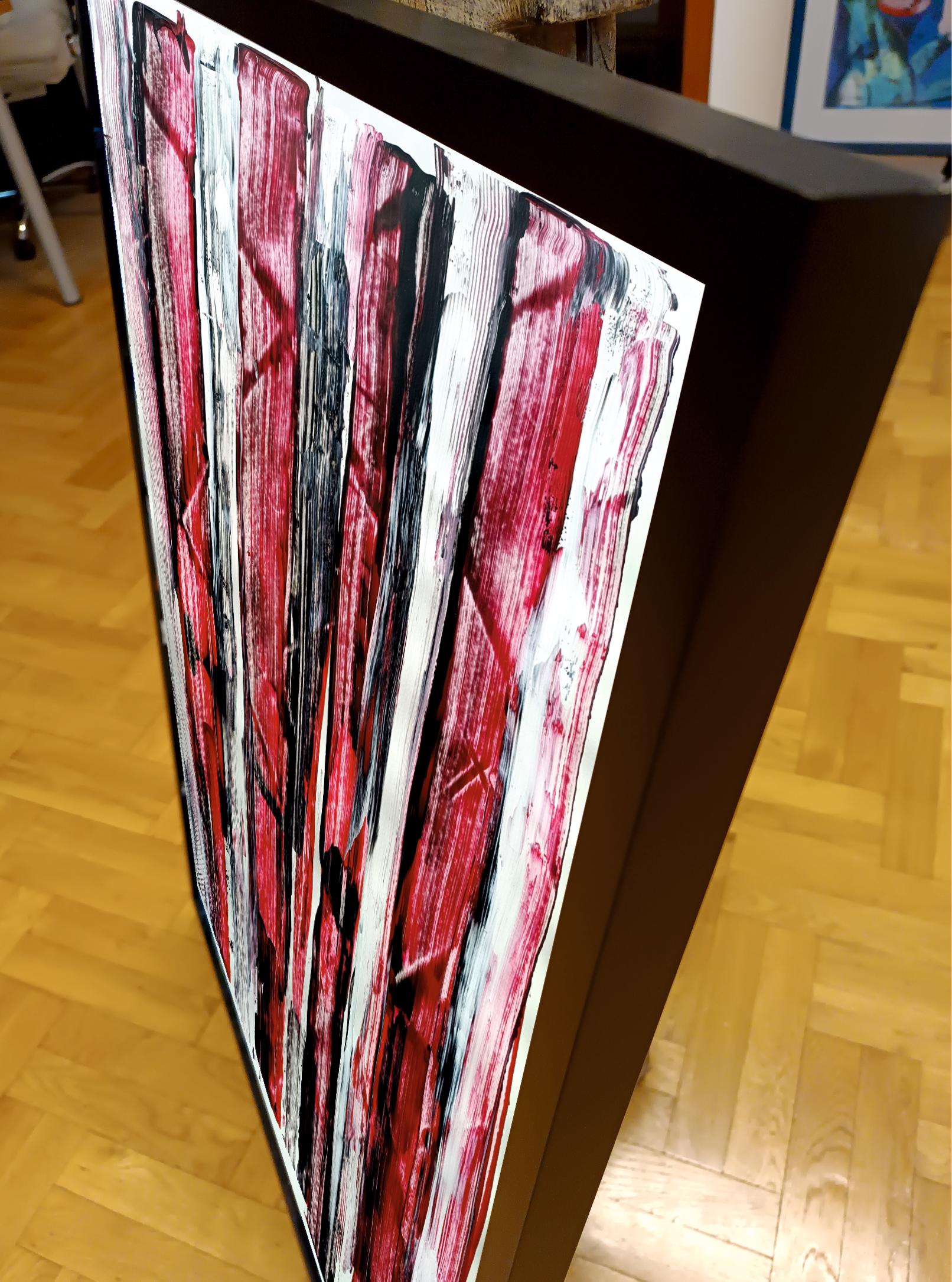 Buongiorno /Acrilico su cartone/ 100 x 70 cm - Abstract Painting Grigio di Tadeusz Zych