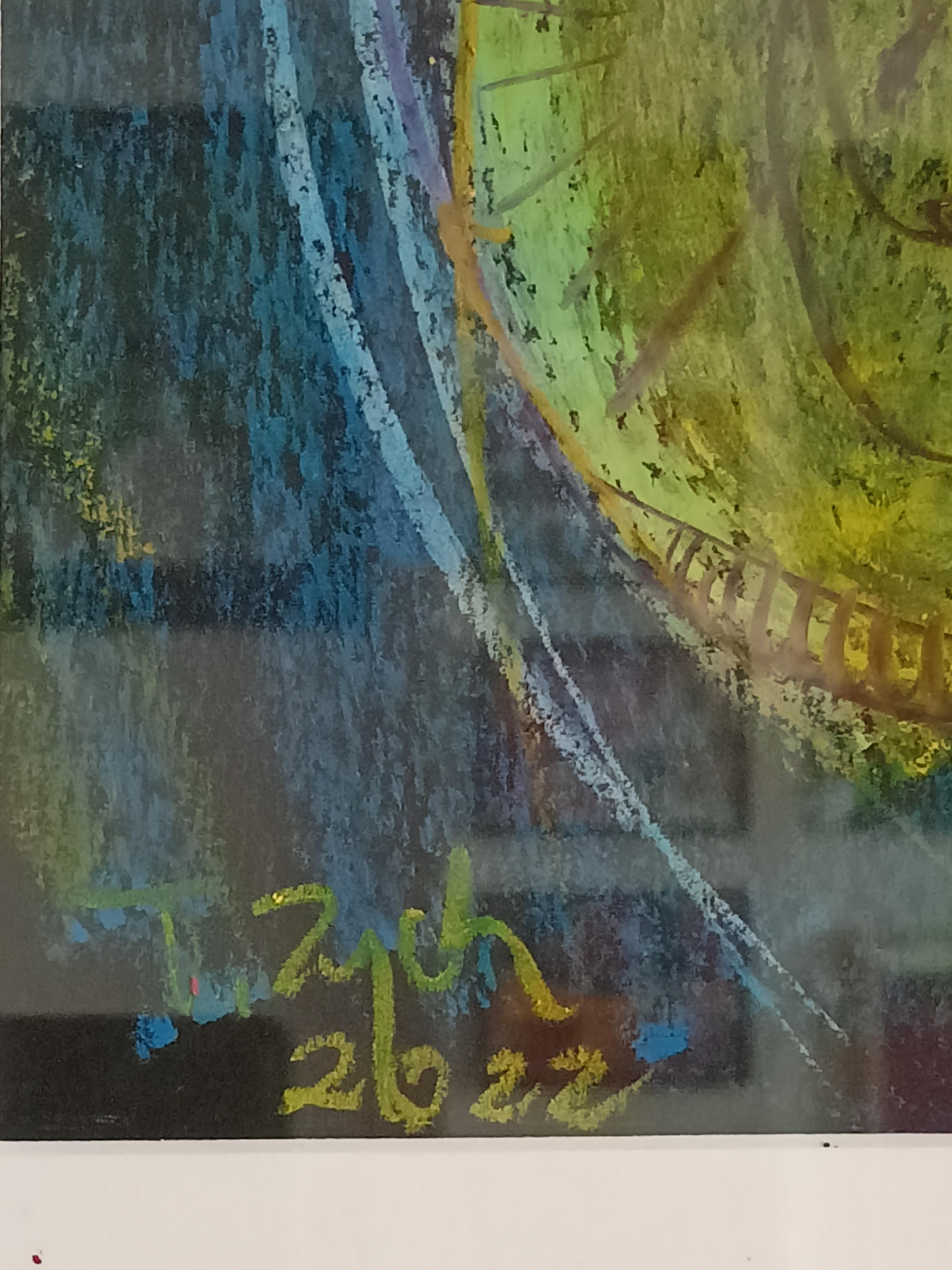 Abstrakte Jazz-Abstraktion / Ölpastell / 50 x 70 cm (Schwarz), Abstract Painting, von Tadeusz Zych