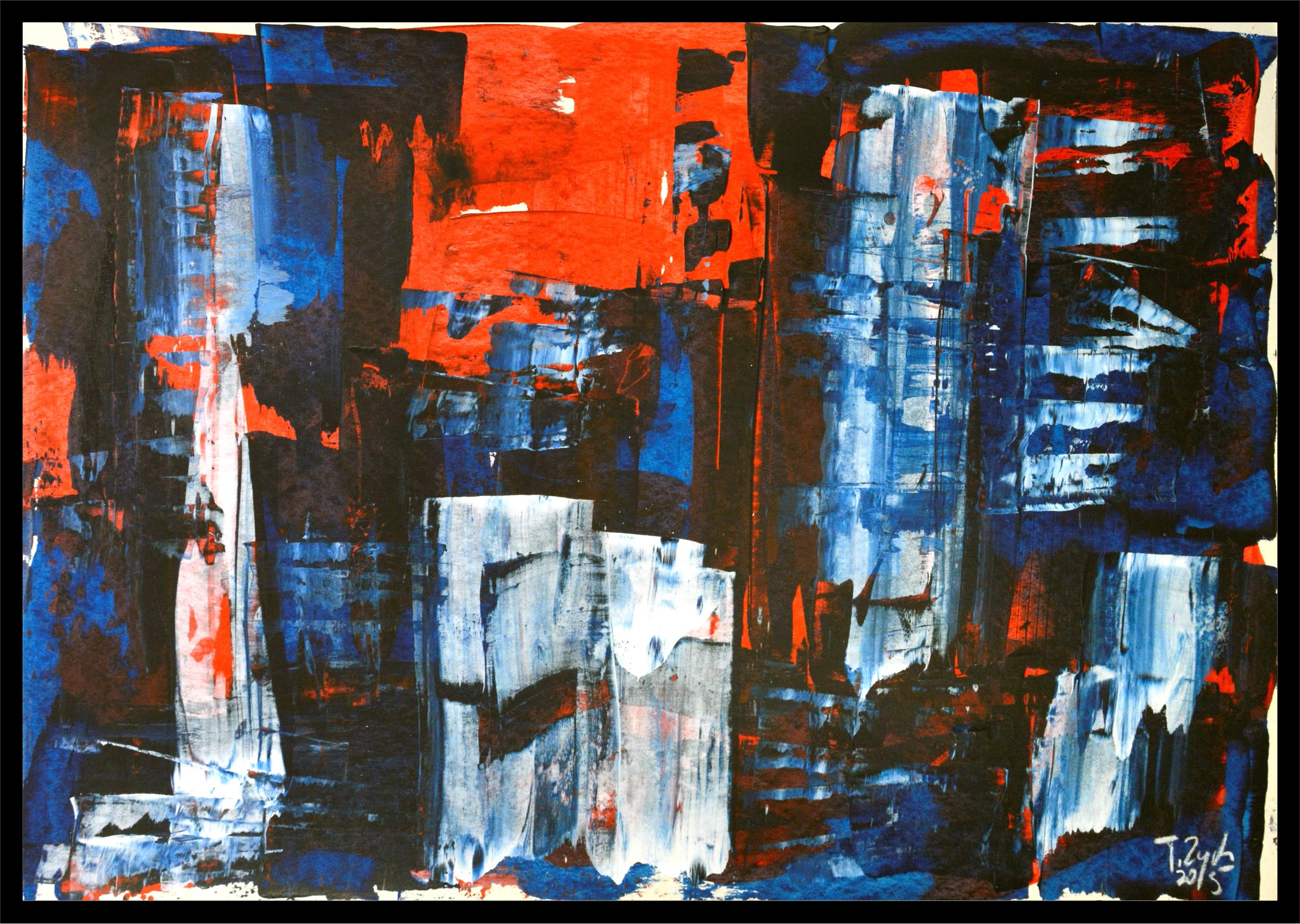 Marika /Acryl auf Karton/ 70 x 100 cm (Schwarz), Abstract Painting, von Tadeusz Zych