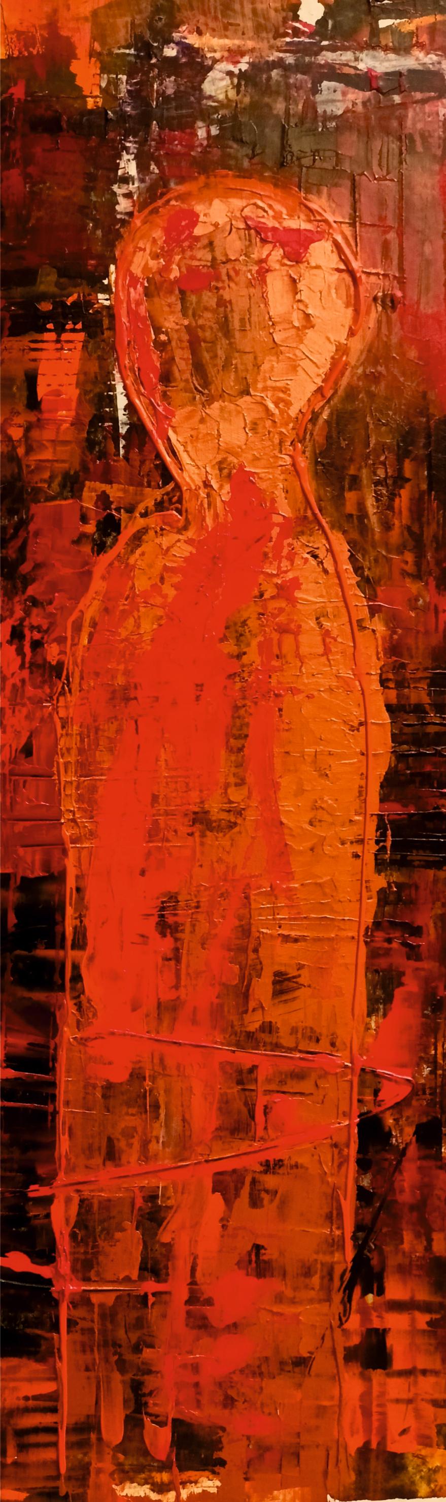 Meeting / Acrylic on cardboard / 100 x 70 cm For Sale 1