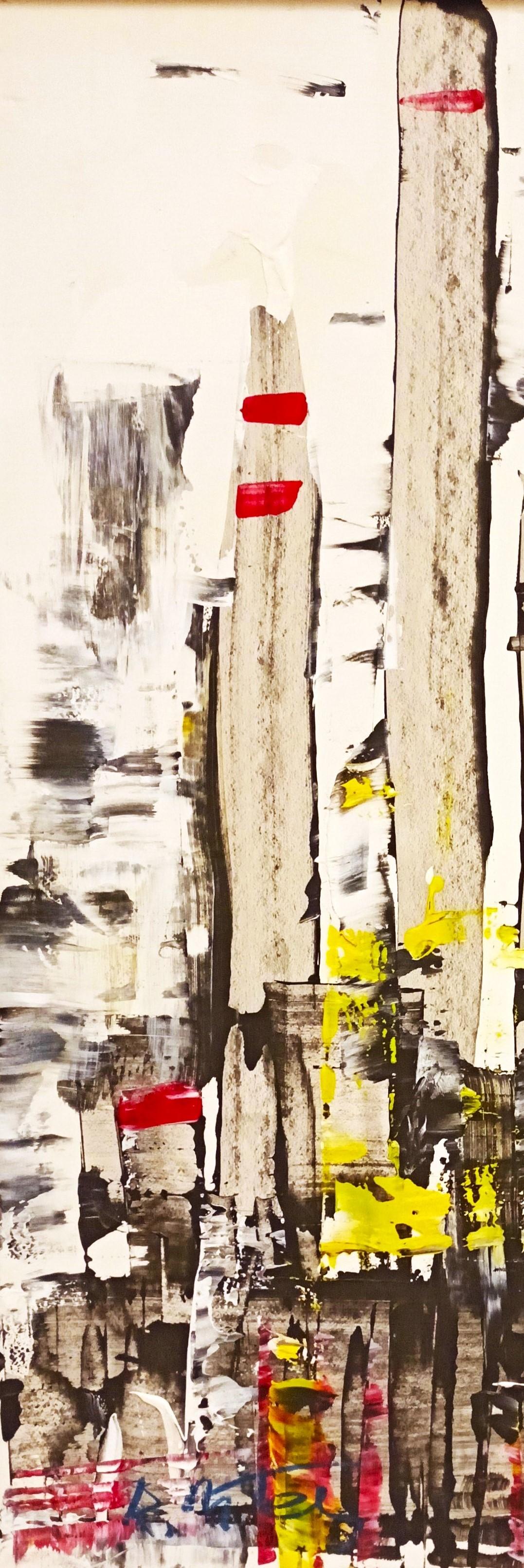 « Ironworks » / Acrylique sur PVC / 100 x 70 cm - Beige Abstract Painting par Tadeusz Zych