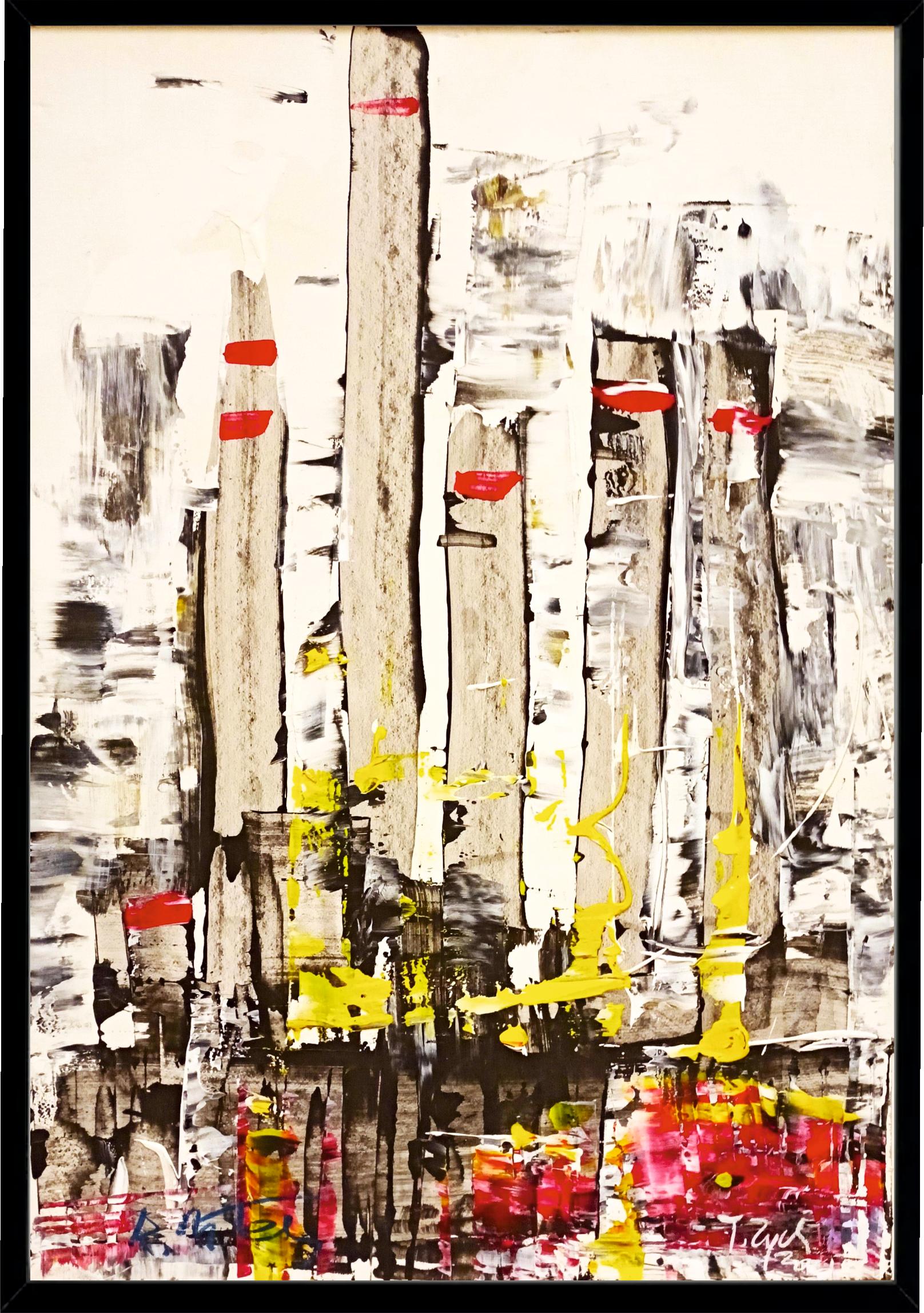 Tadeusz Zych Abstract Painting - "Ironworks" / Acrylic, oil on board / 100 x 70 cm 