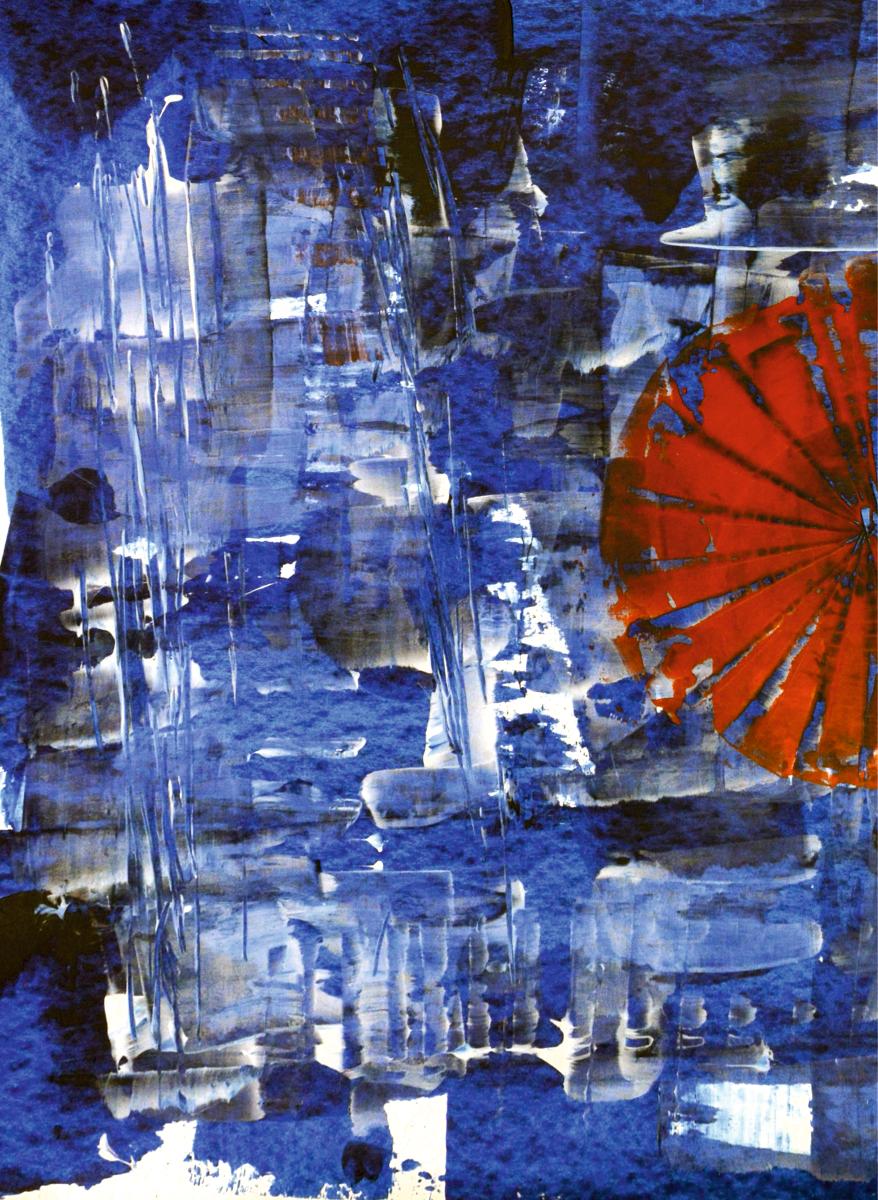 Pacific / Acrylic on cardboard / 70 x 100 cm - Purple Abstract Painting by Tadeusz Zych